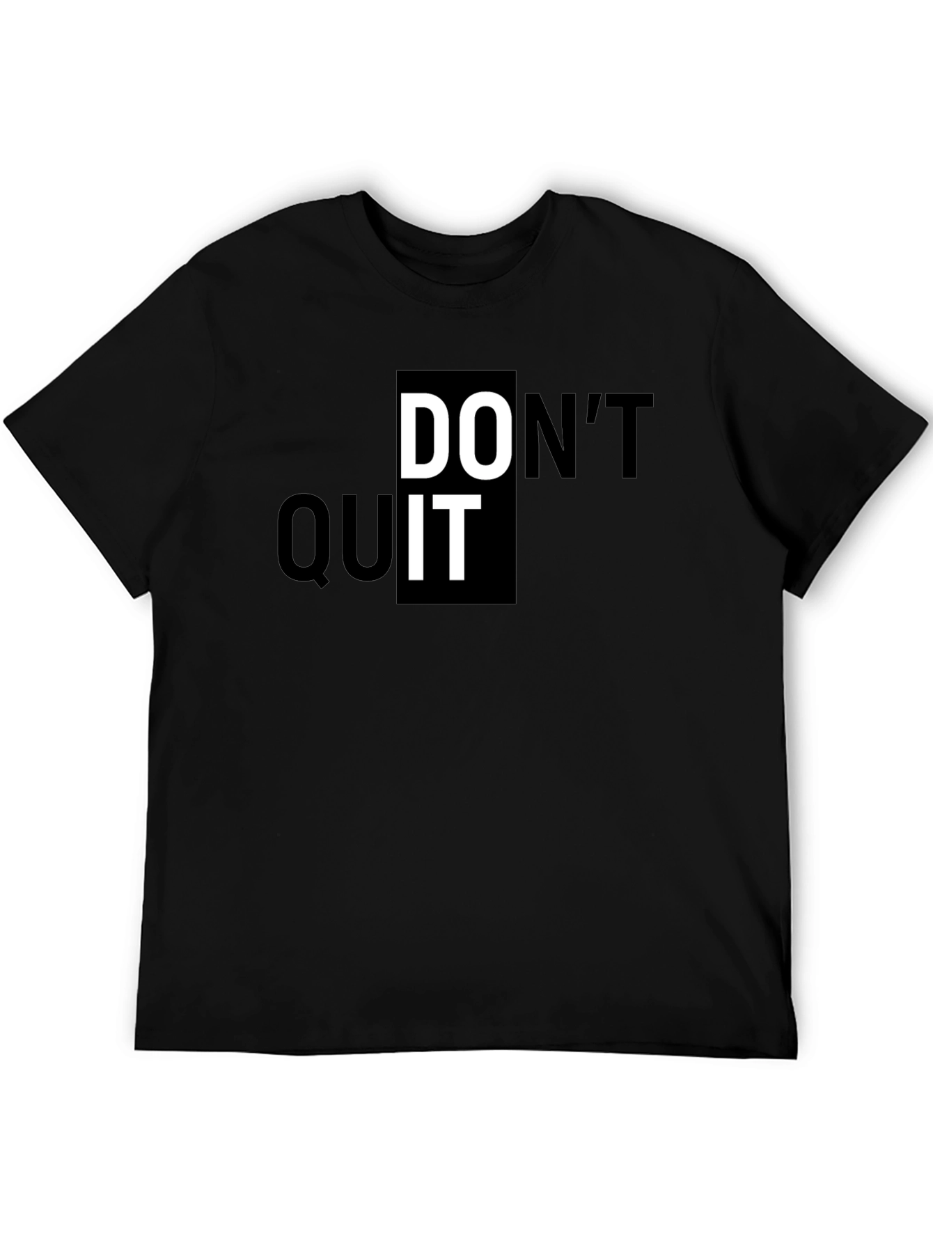 Black Motivational "Don't Quit" Graphic Print Black T-Shirt view 5