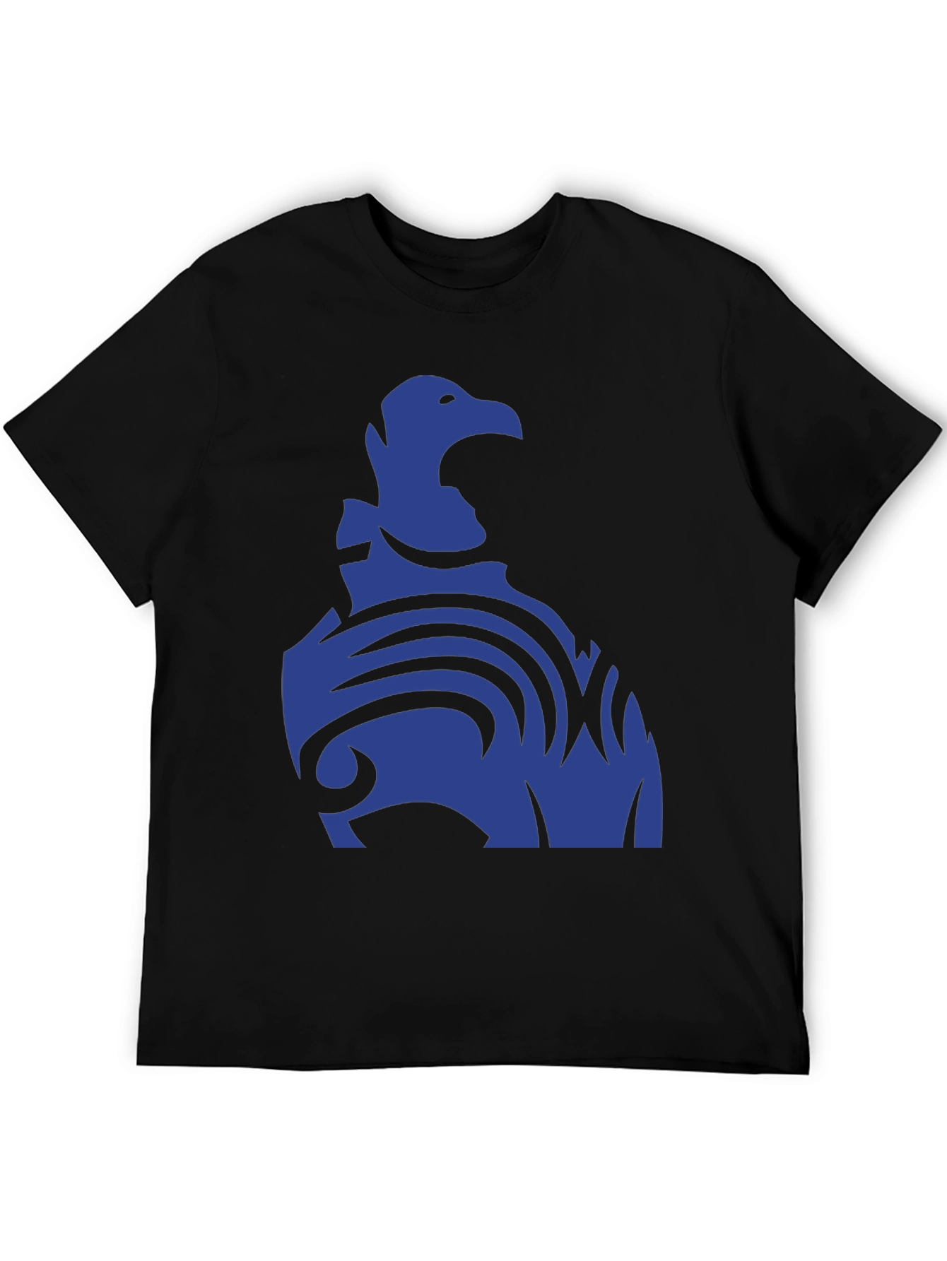 Black Blue Eagle Tribal Design Black T-Shirt view 5