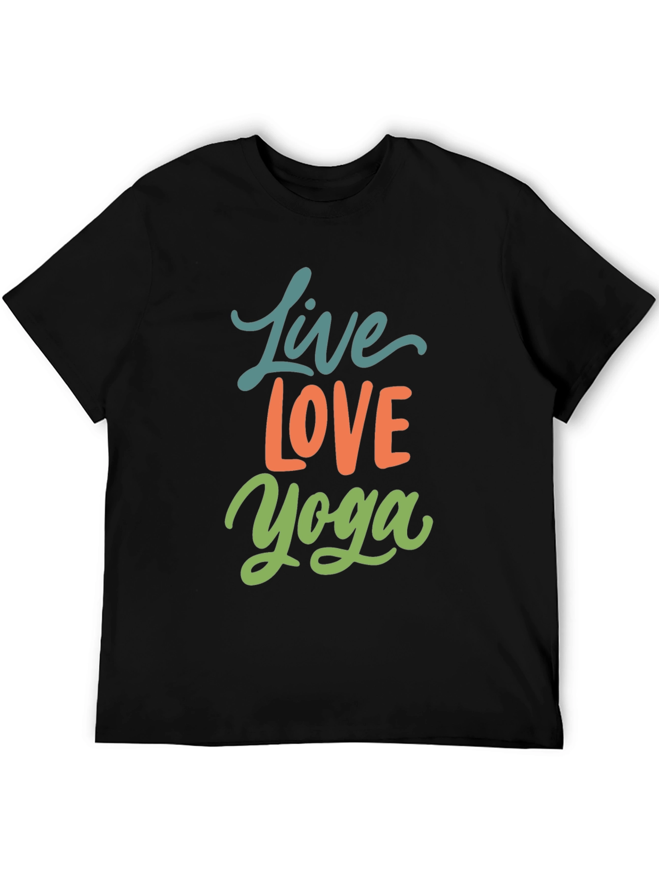 Black Live Love Yoga Graphic Tee - Black Cotton Casual T-Shirt view 5