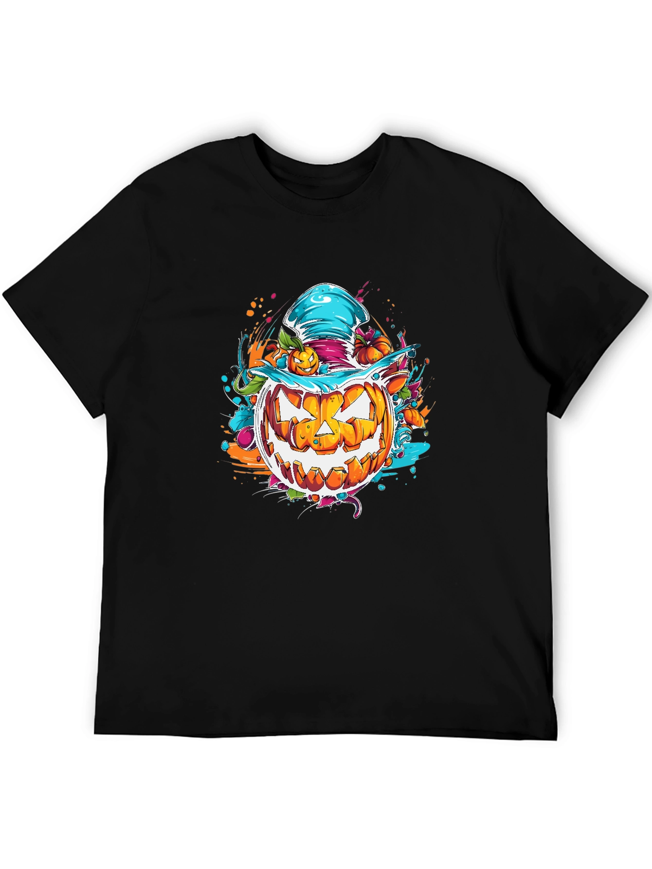 Black Halloween Pumpkin T-Shirt view 5