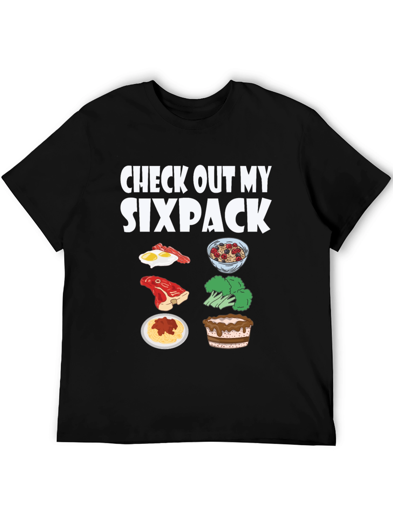 Black Check Out My Sixpack Food T-Shirt view 5