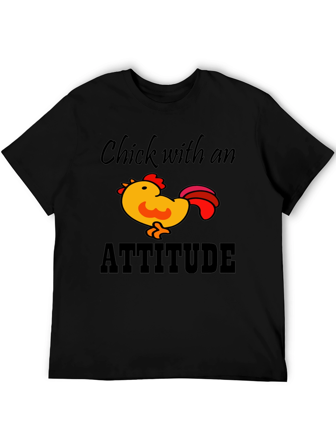 Black Chick with Attitude Black T-Shirt view 5