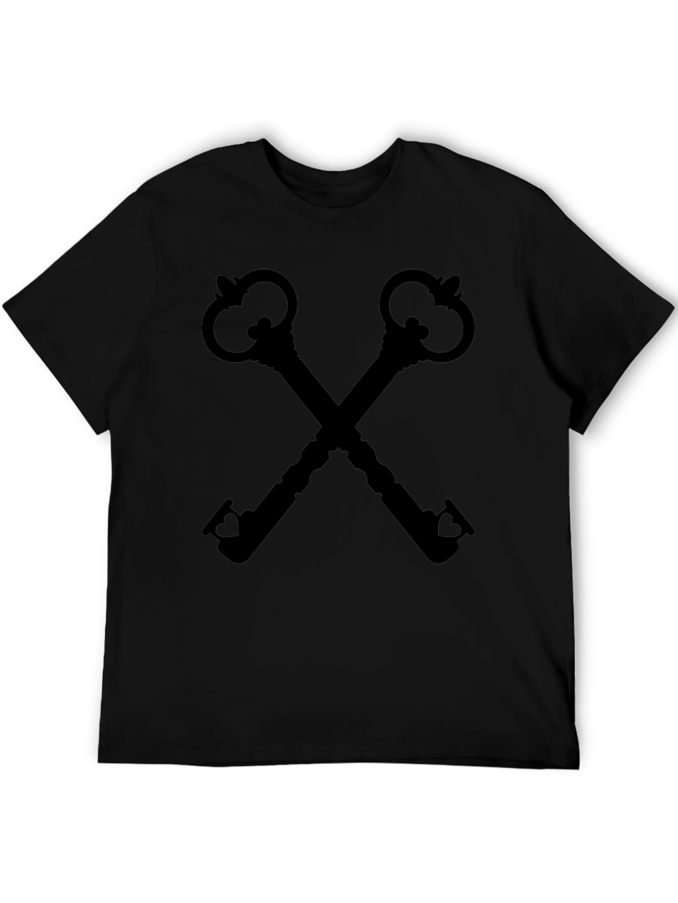 Black Crossed Keys Graphic Print Black T-Shirt view 5
