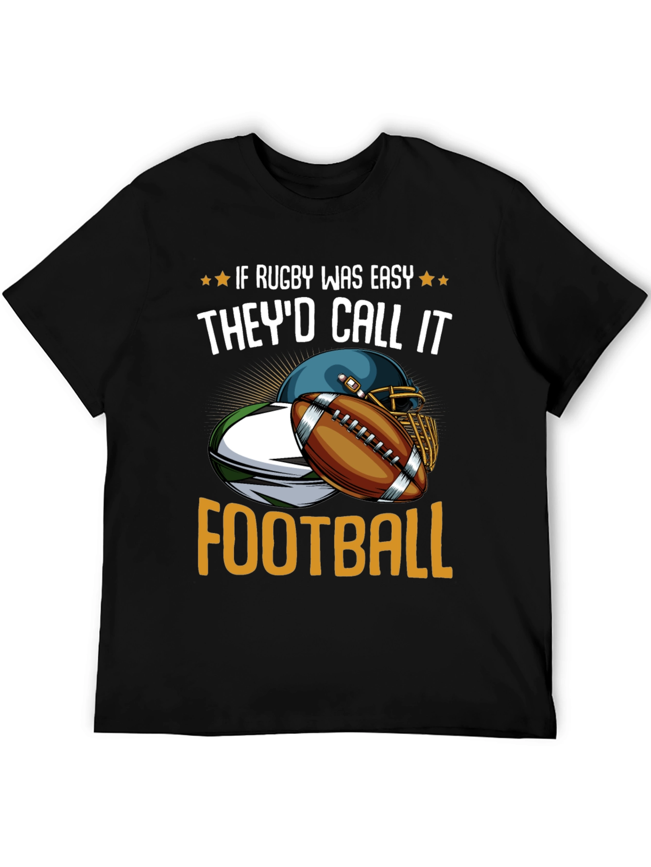 Black Rugby vs Football Graphic T-Shirt view 5