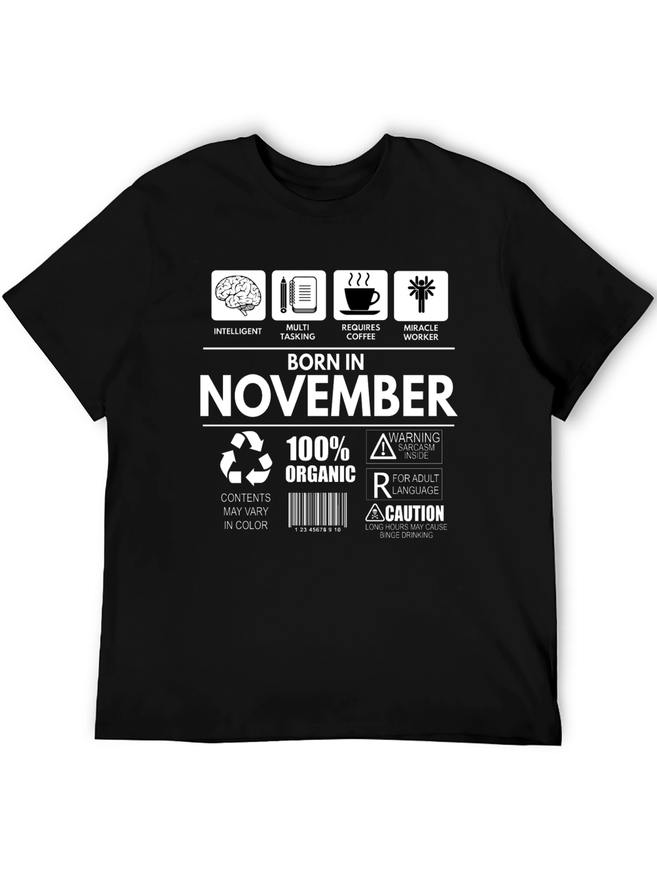 Black Born in November Black Graphic T-Shirt view 5