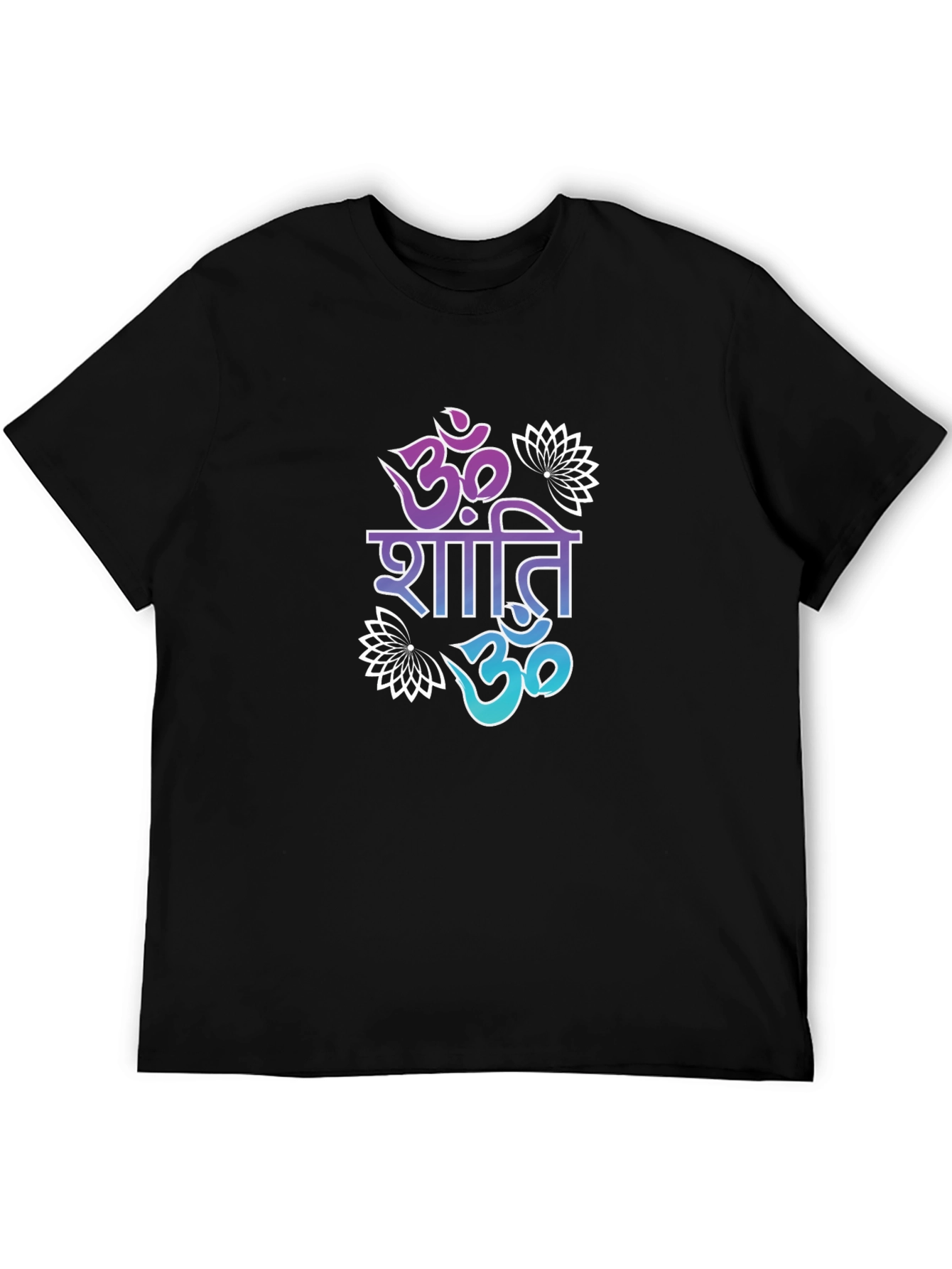 Black Om Shanti T-Shirt - Peaceful Graphic Tee view 5