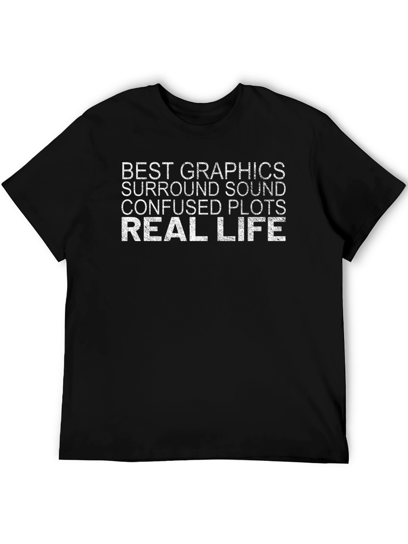 Black Best Graphics Confused Plots Real Life Black T-Shirt view 5