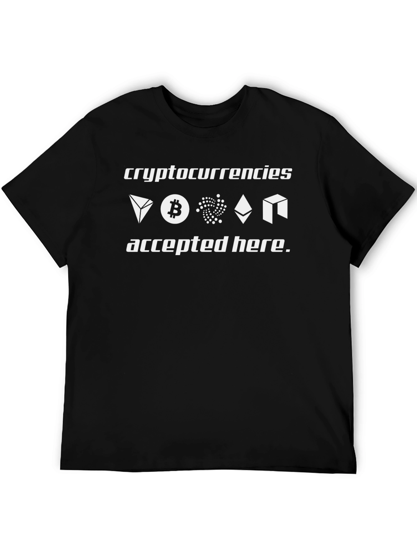 Black Crypto Accepted Here Black T-Shirt view 5