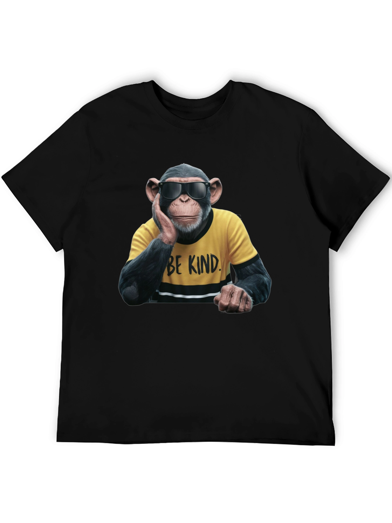 Black Cool Monkey Graphic Tee - Be Kind view 5