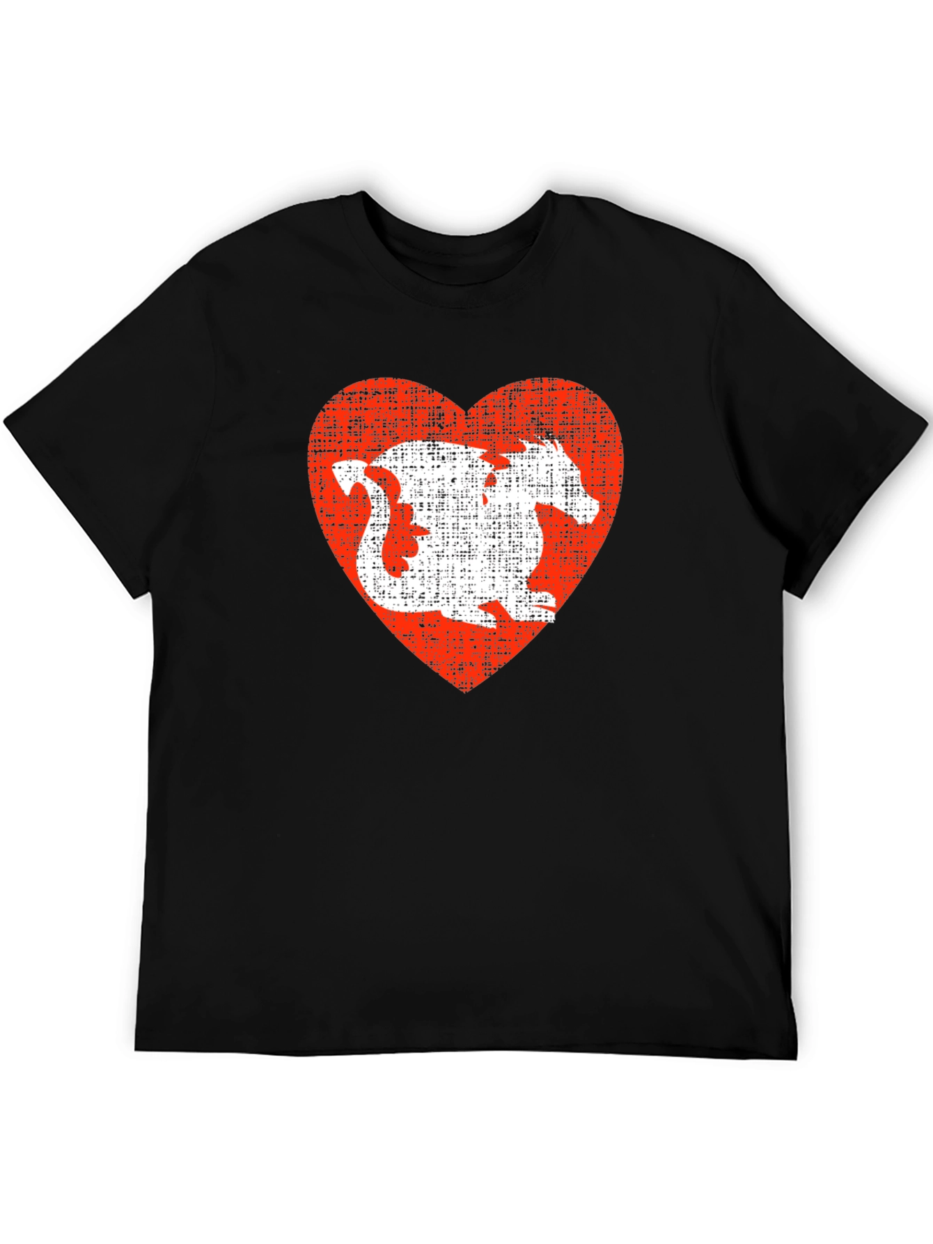 Black Dragon Heart Graphic Tee - Black Casual T-Shirt view 5
