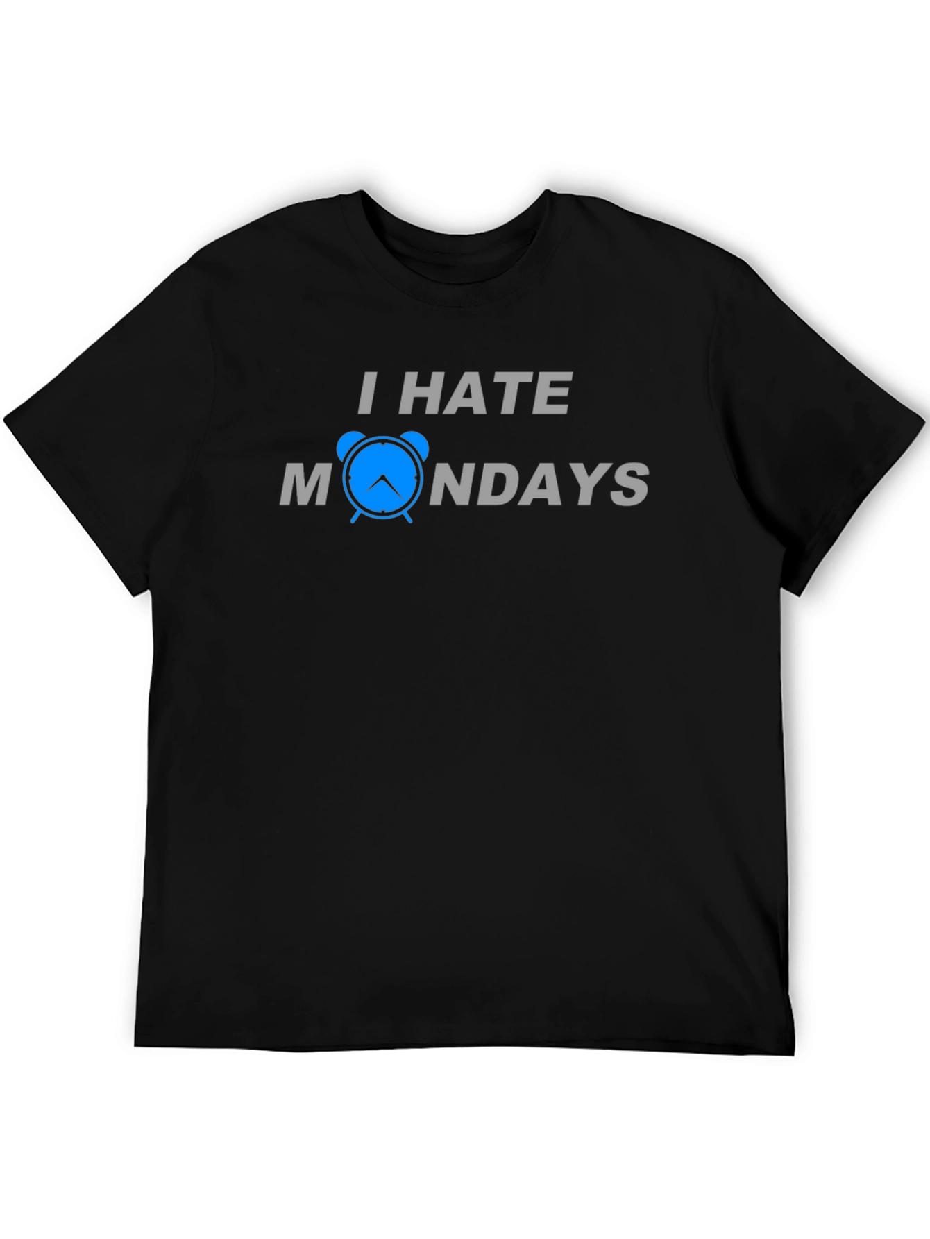 Black I Hate Mondays T-Shirt - Funny Alarm Clock Design view 5