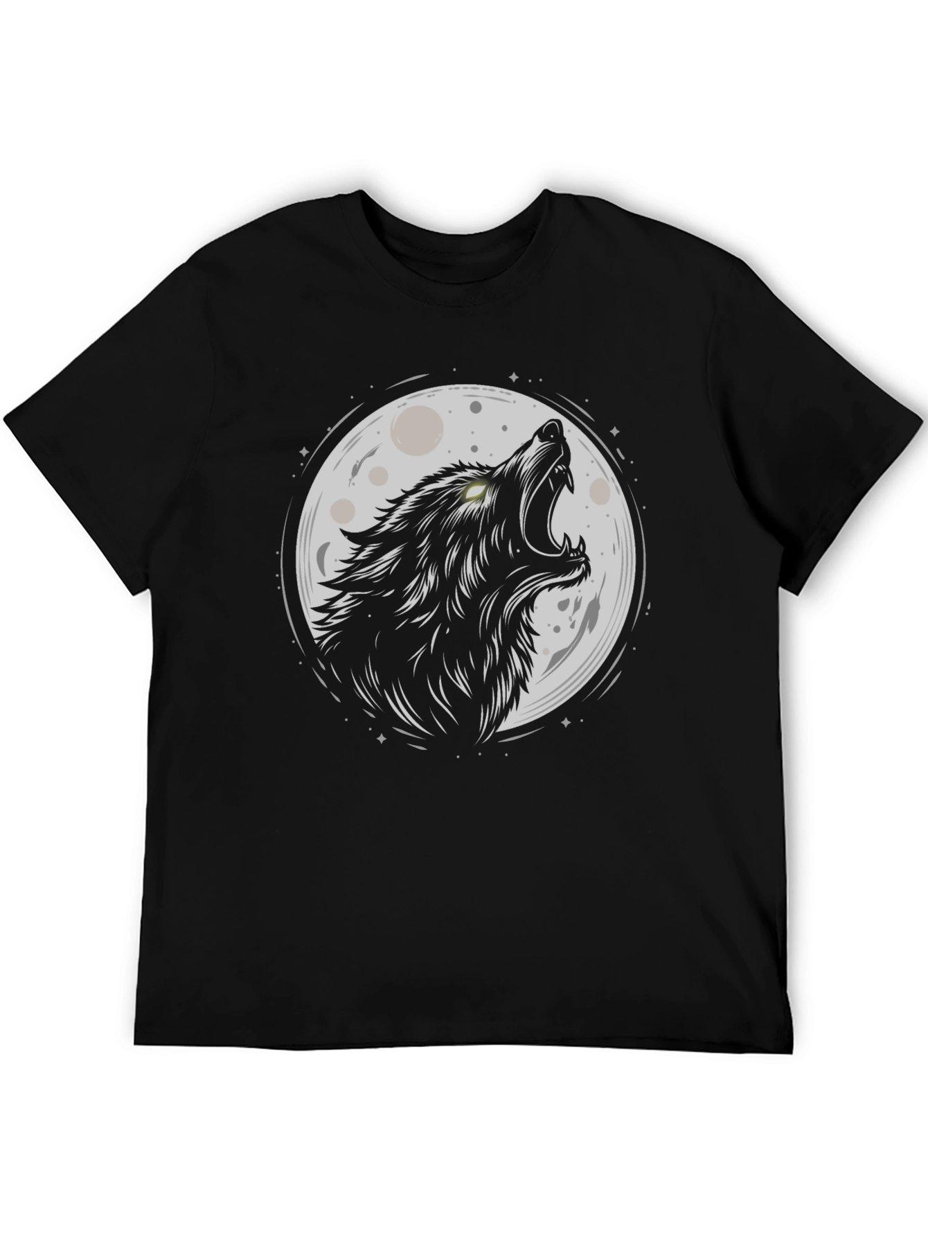 Black Wolf Moon Graphic Tee - Black Cotton Blend view 5