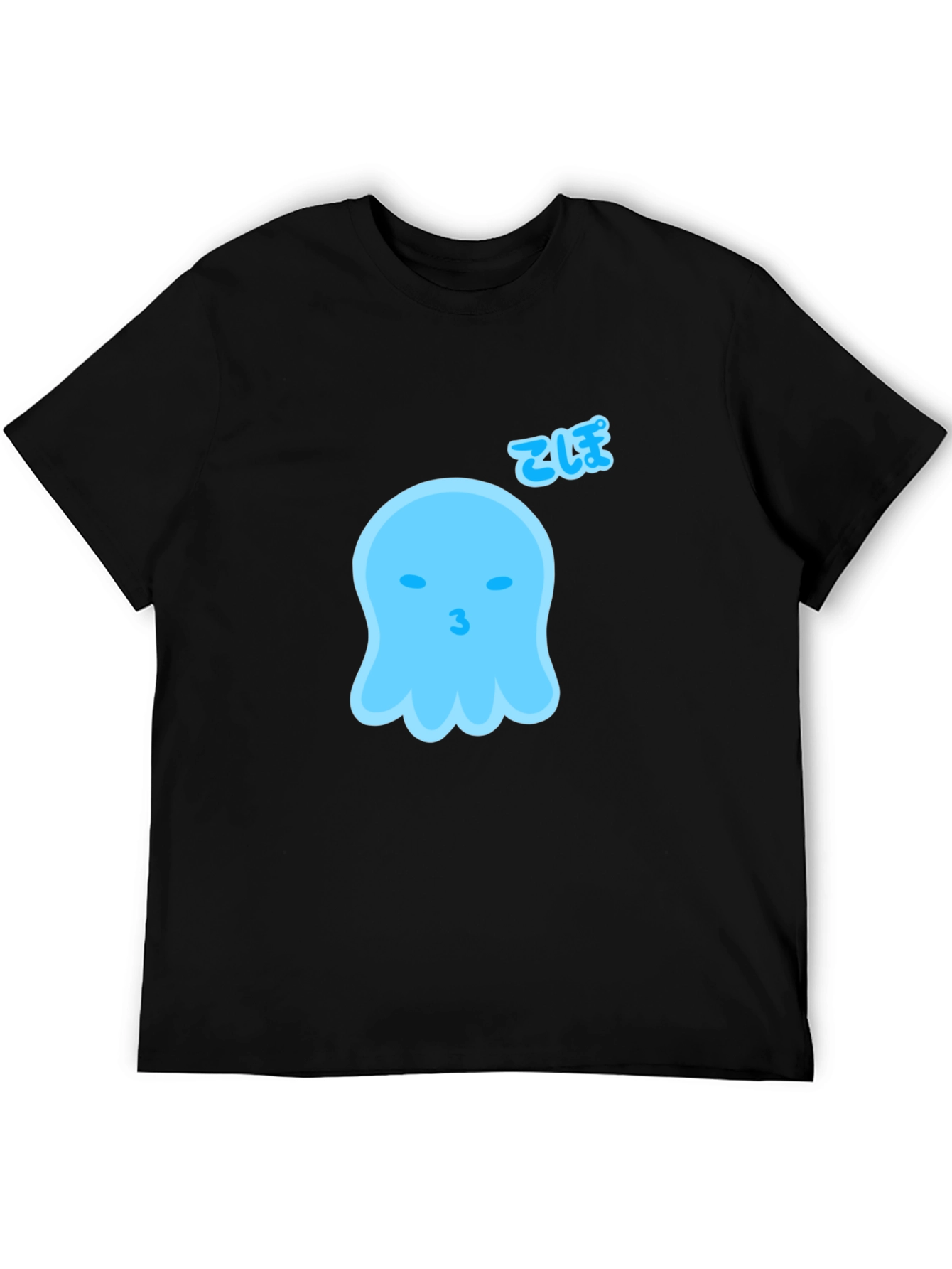 Black Cute Blue Ghost Graphic Tee - Soft Cotton Blend view 5