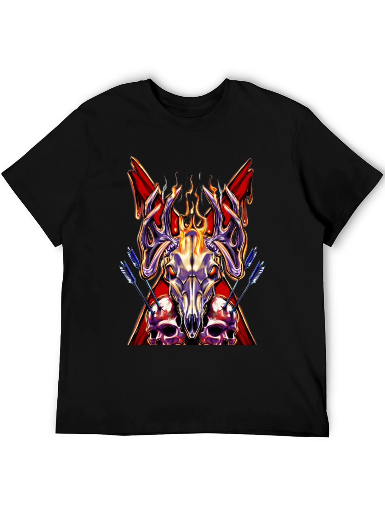 Skull & Antler Graphic Tee - Dark Aesthetic Shirt - 5