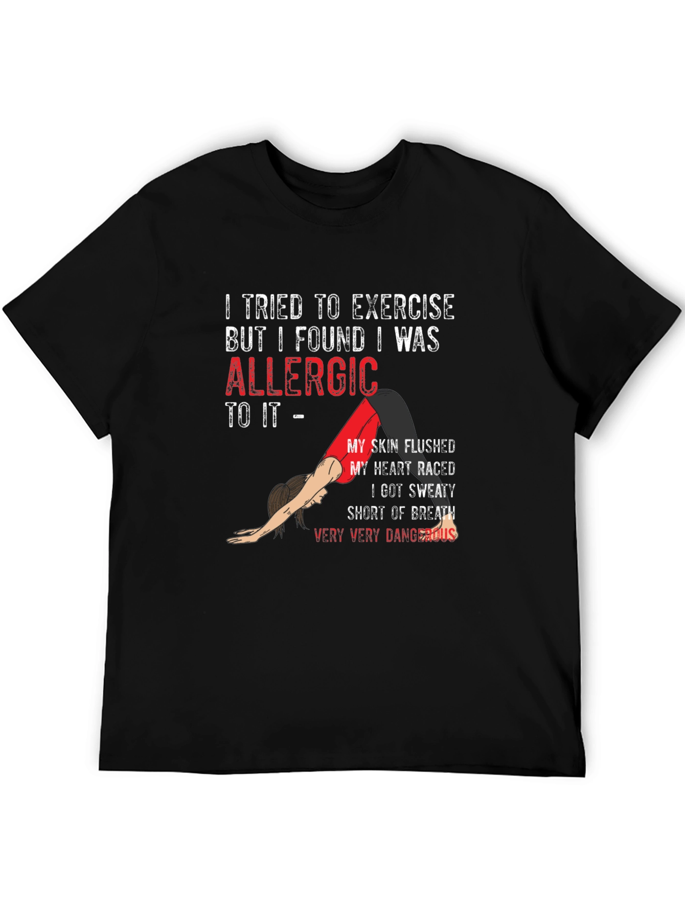 Black Funny Exercise Allergy T-Shirt view 5
