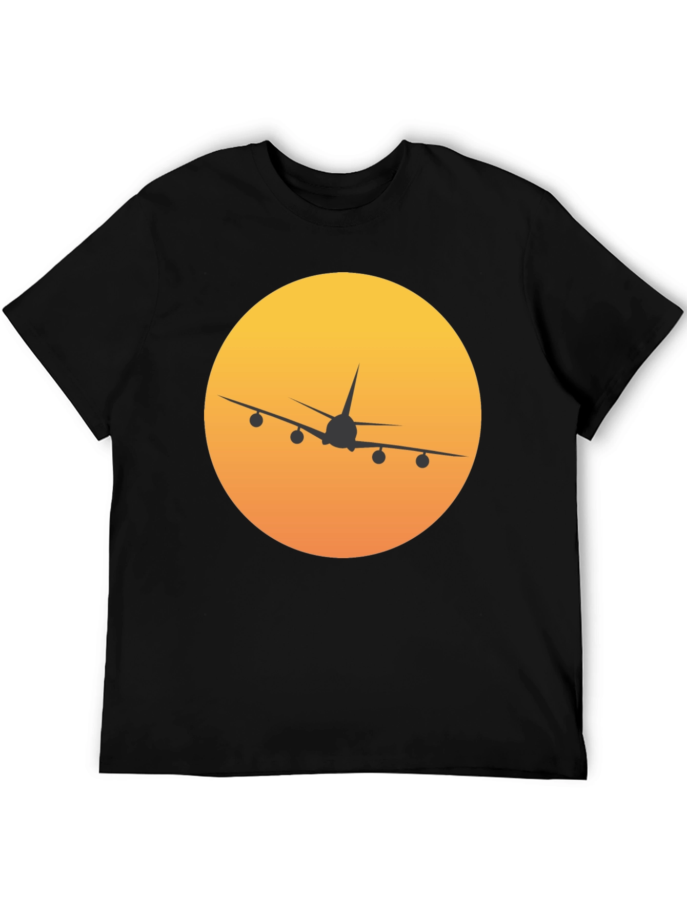 Black Airplane Sunset Graphic Tee - Black Crew Neck view 5