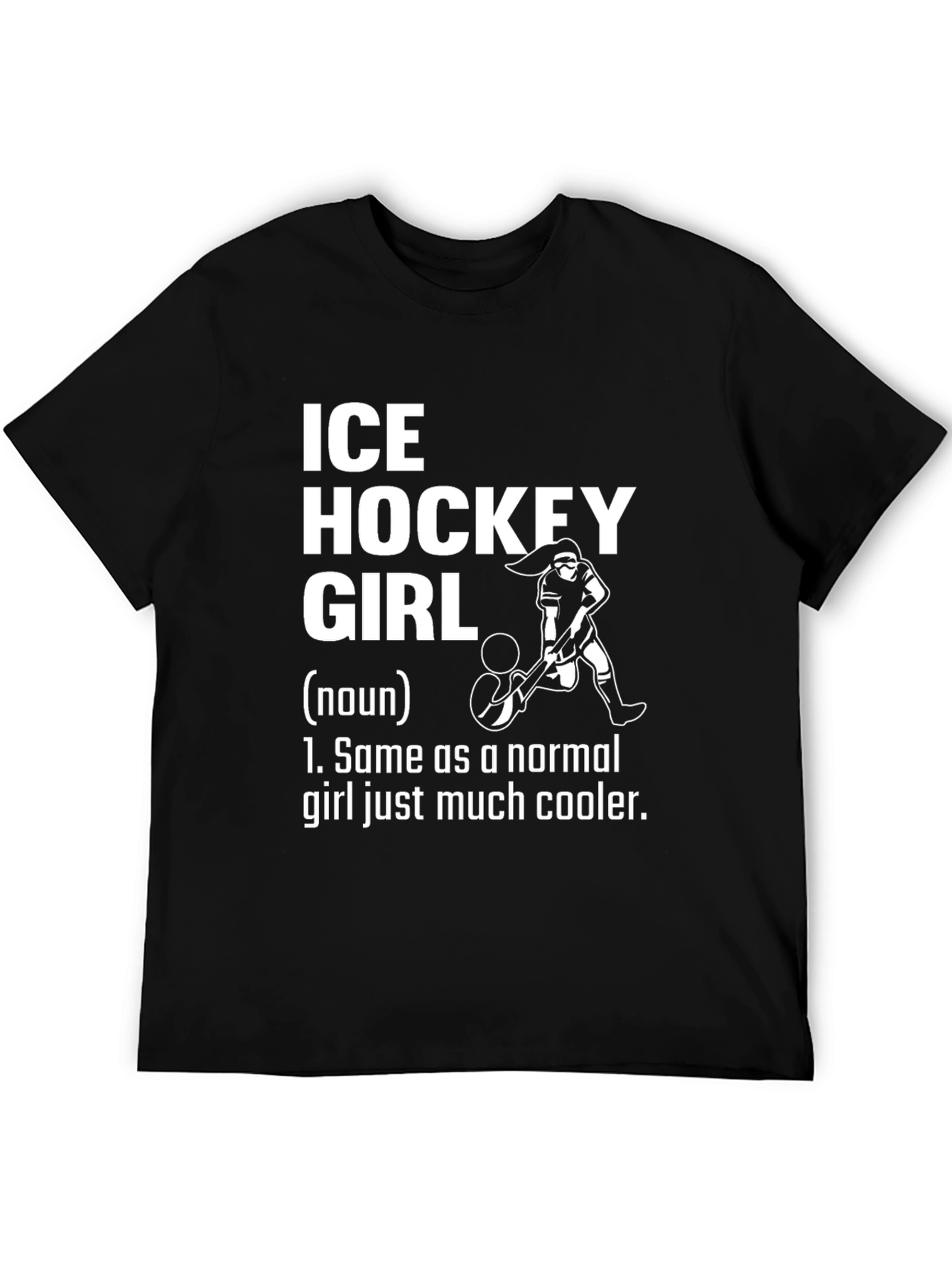 Black Ice Hockey Girl T-Shirt - Cool Hockey Player Tee view 5