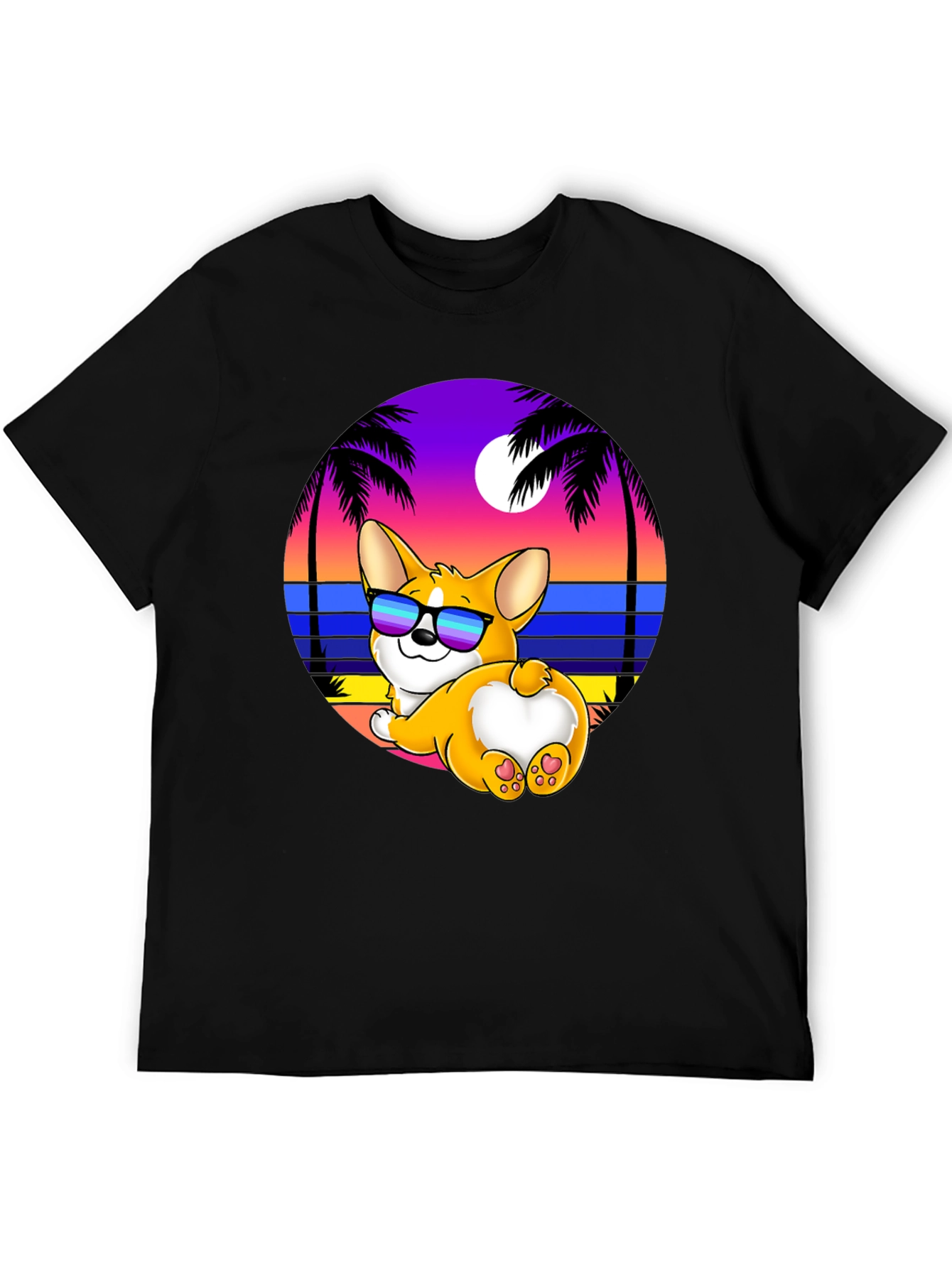 Black Corgi Beach T-Shirt view 5