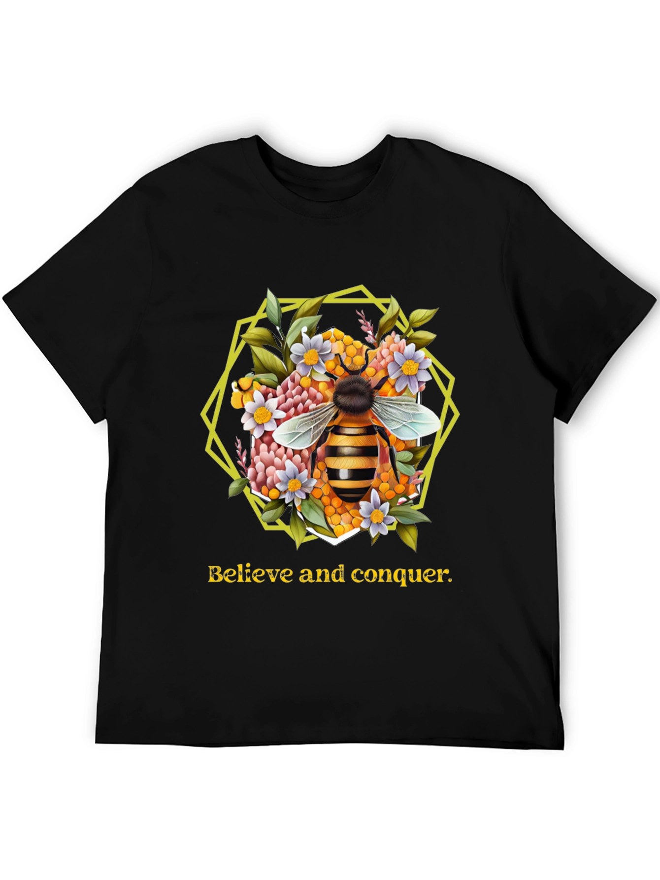 Black Believe and Conquer Bee Graphic Tee view 5