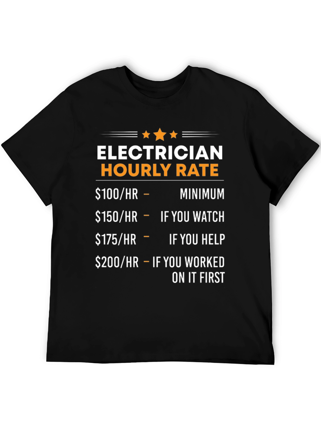 Black Electrician Hourly Rate Novelty Graphic Tee view 5