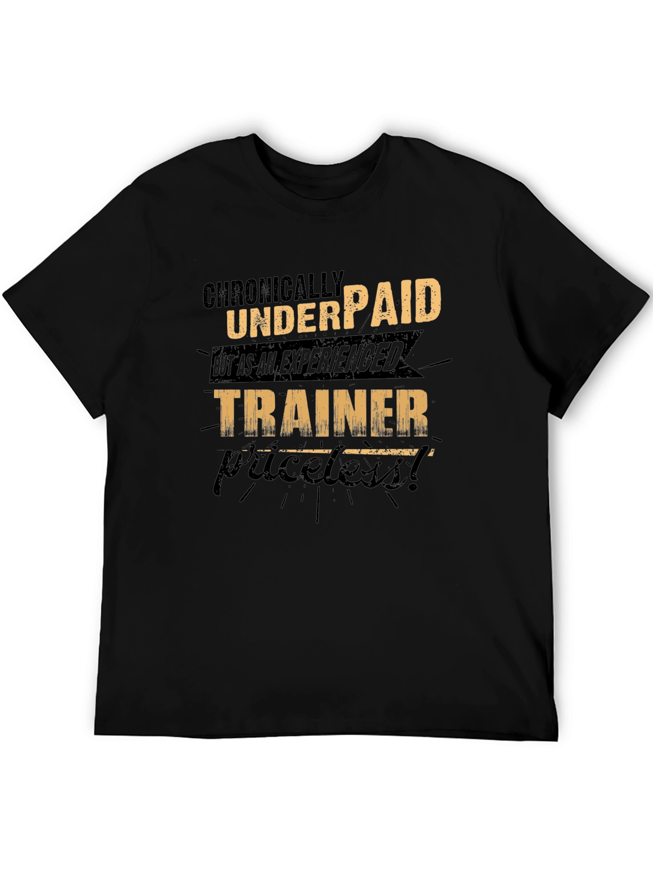 Black Chronically Underpaid Trainer Graphic T-Shirt view 5