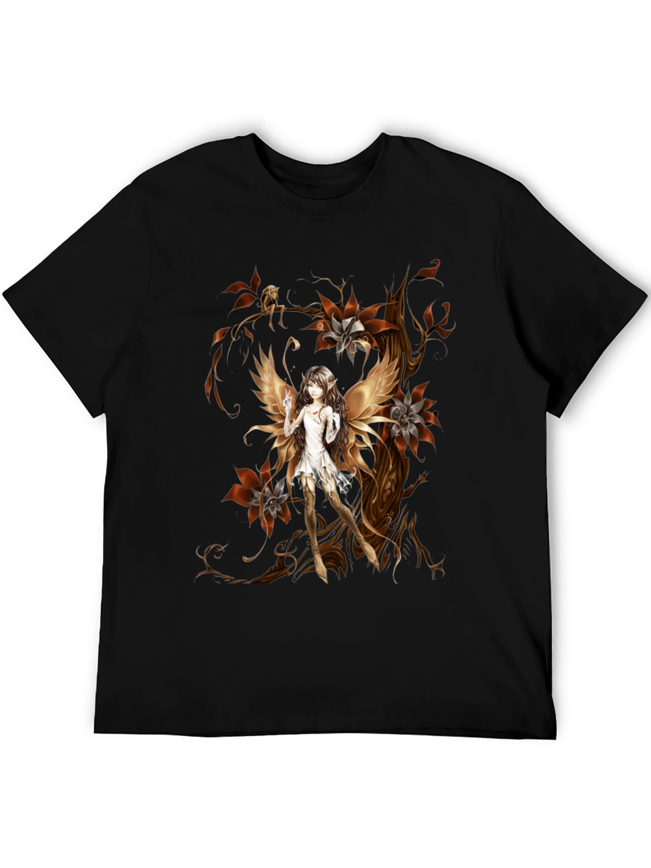 Black Fairy Art T-Shirt - Unique Graphic Tee view 5