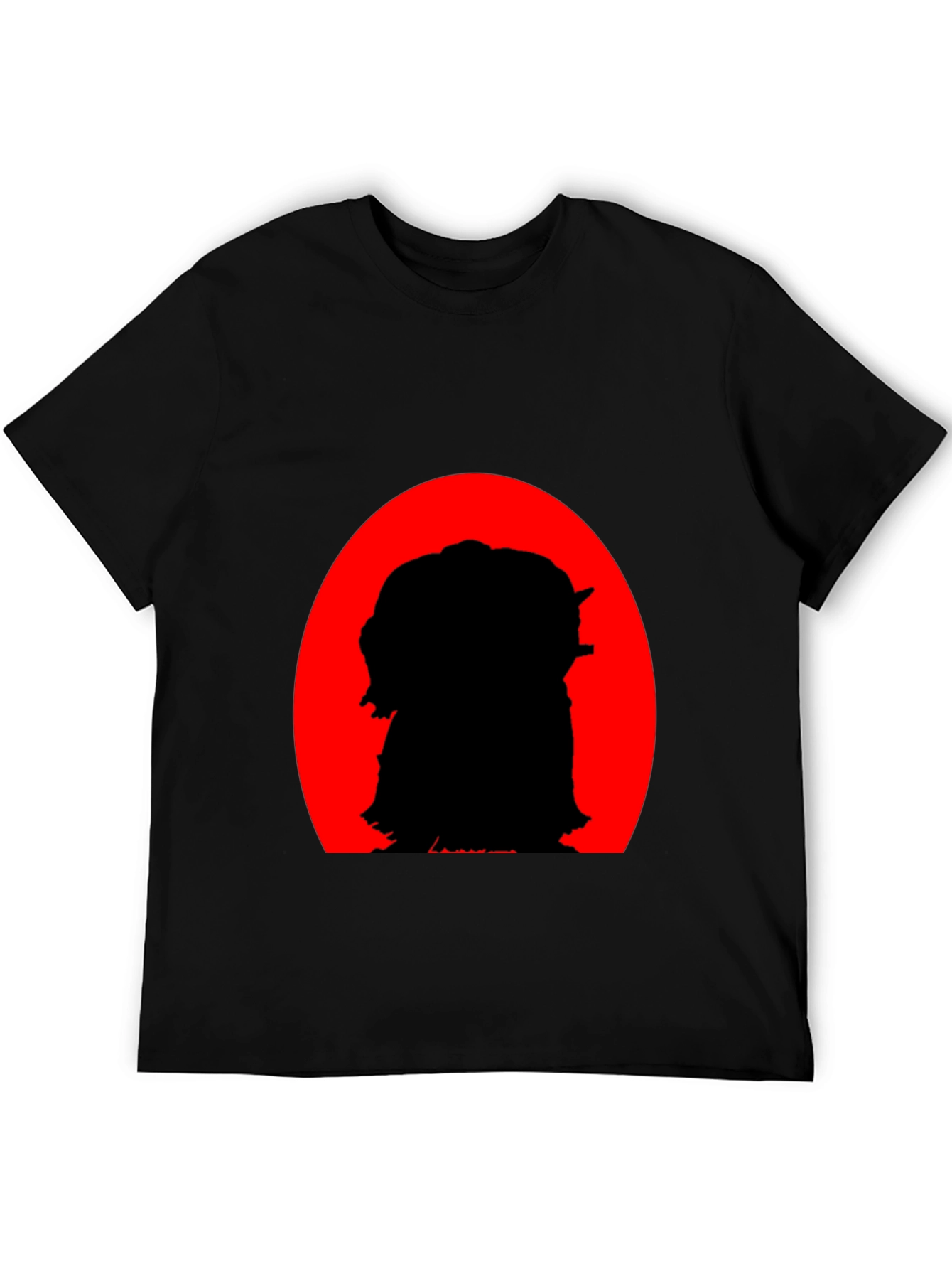 Black Silhouette Tee: Red Sun, Black Print view 5