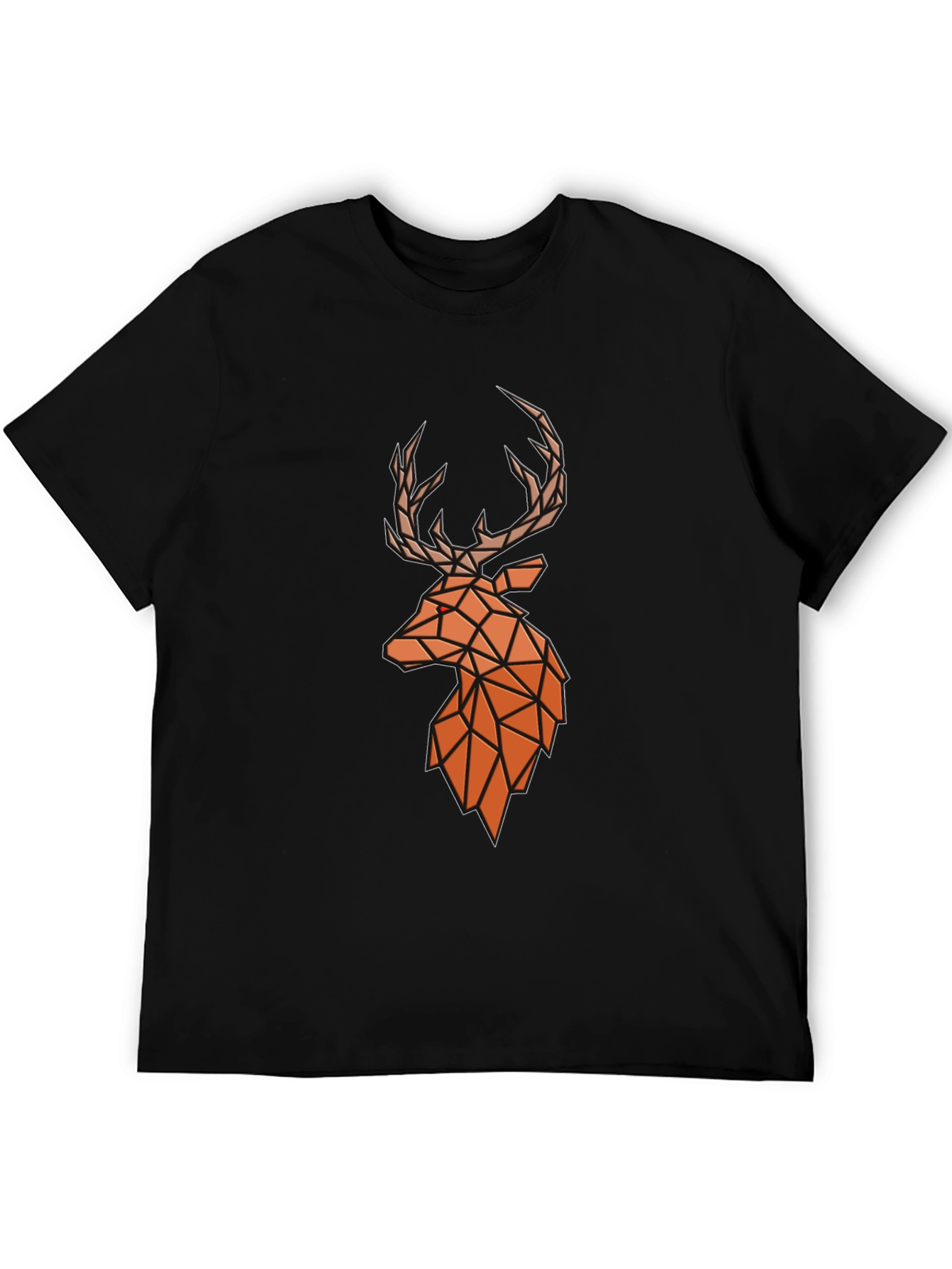 Black Geometric Deer Head Graphic Tee - Modern Style view 5