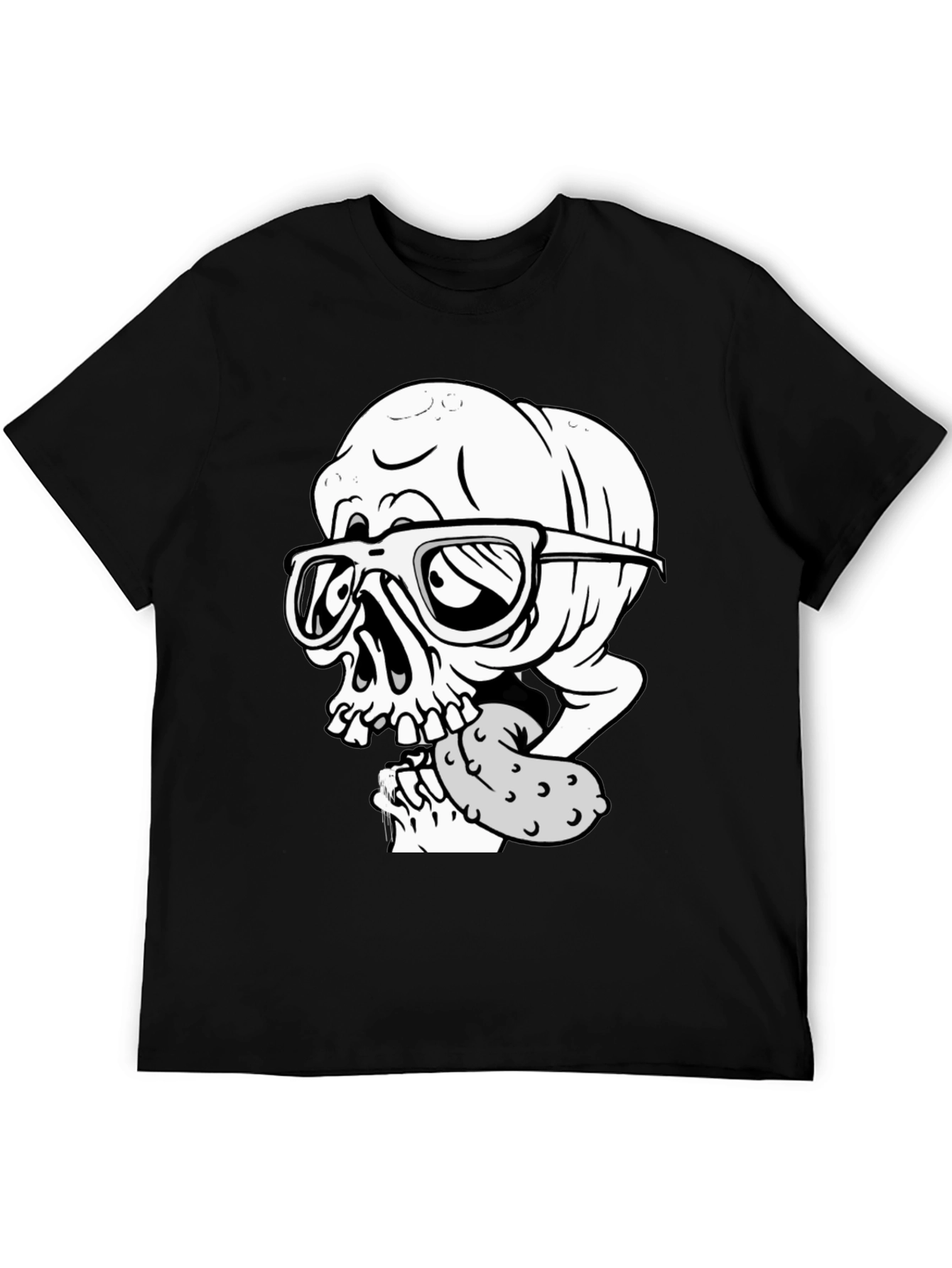 Black Skull with Pickle Graphic Tee view 5