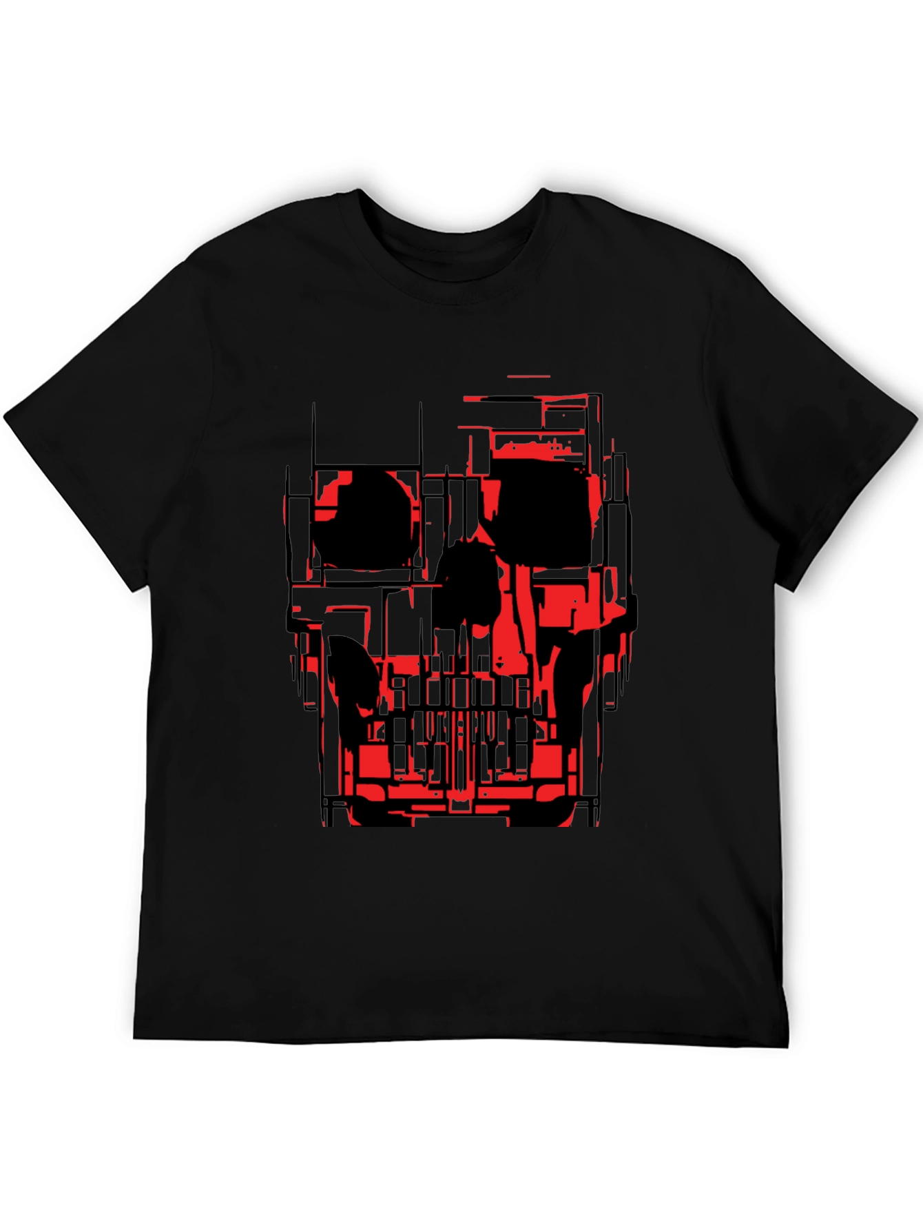 Black Abstract Skull Graphic Tee - Black view 5