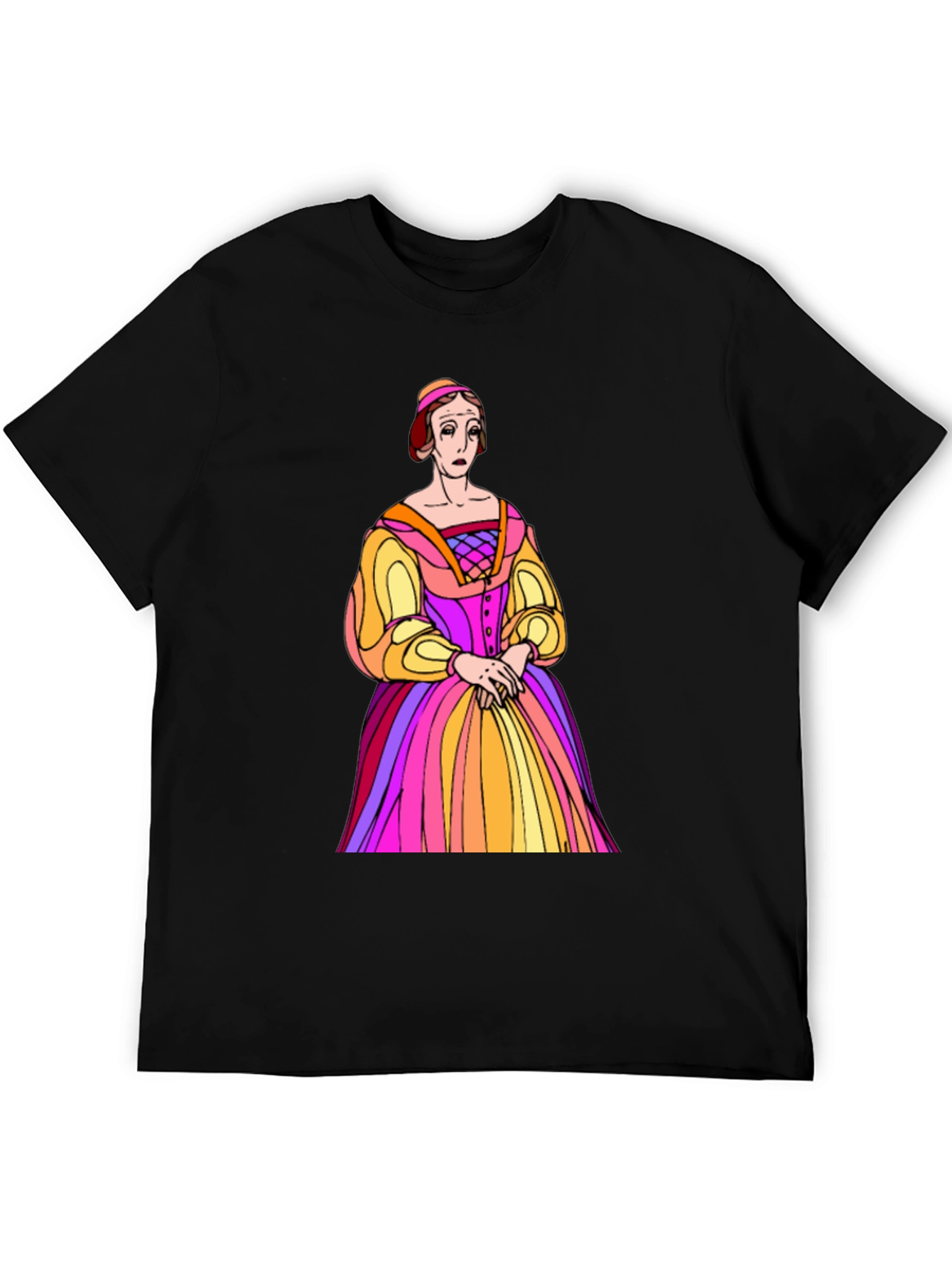 Black Renaissance Portrait T-Shirt - Unique Art Tee view 5