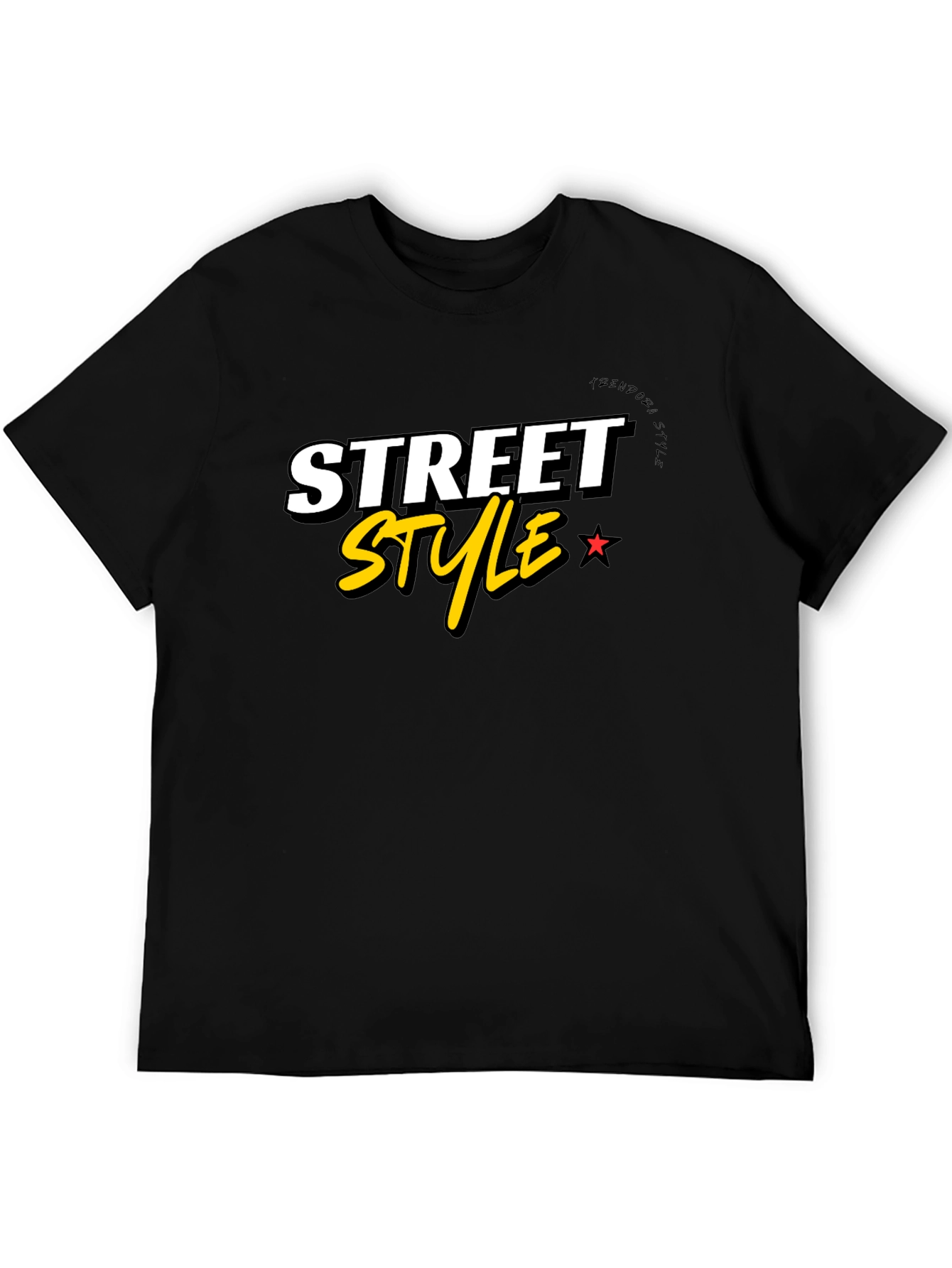 Black Street Style Graphic Tee - Black Cotton Blend view 5