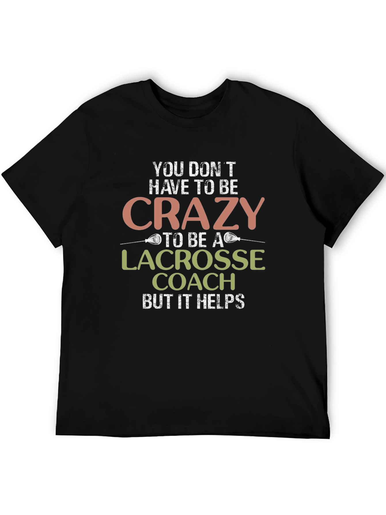 Black Crazy Lacrosse Coach Black T-Shirt view 5