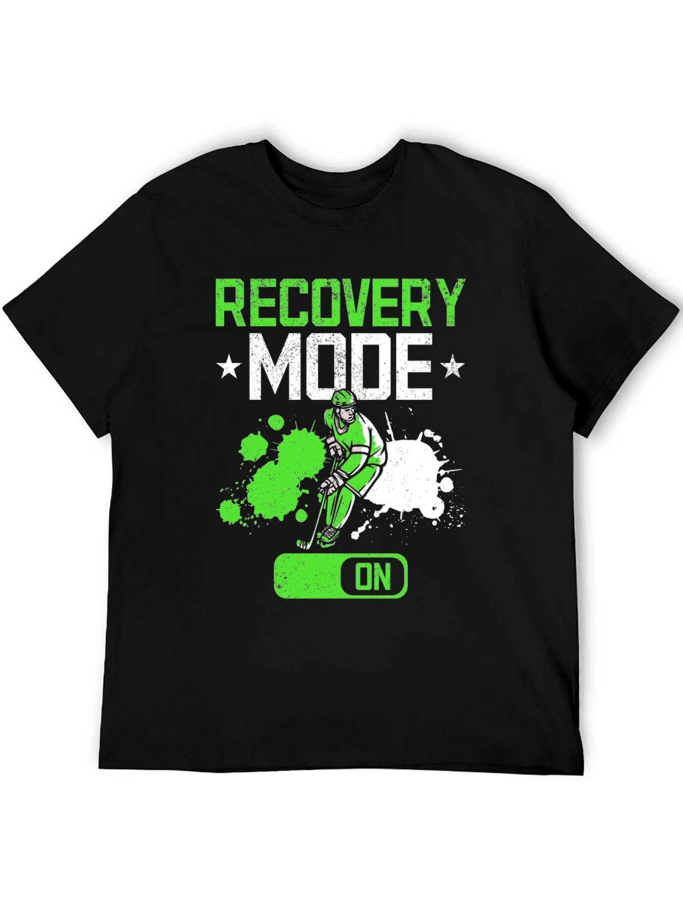 Black Recovery Mode Hockey Player T-Shirt view 5