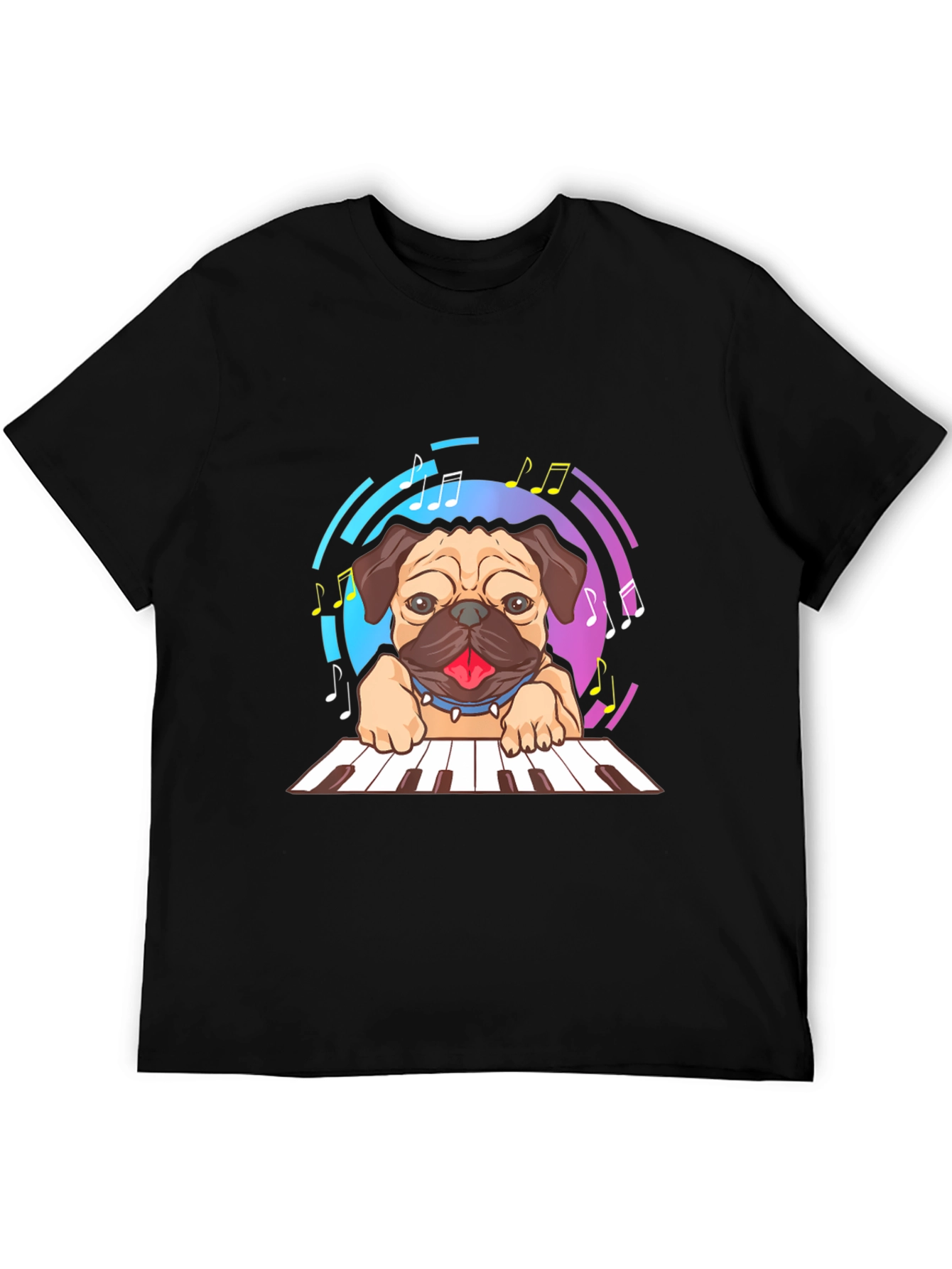 Black Pug Pianist Graphic Tee view 5