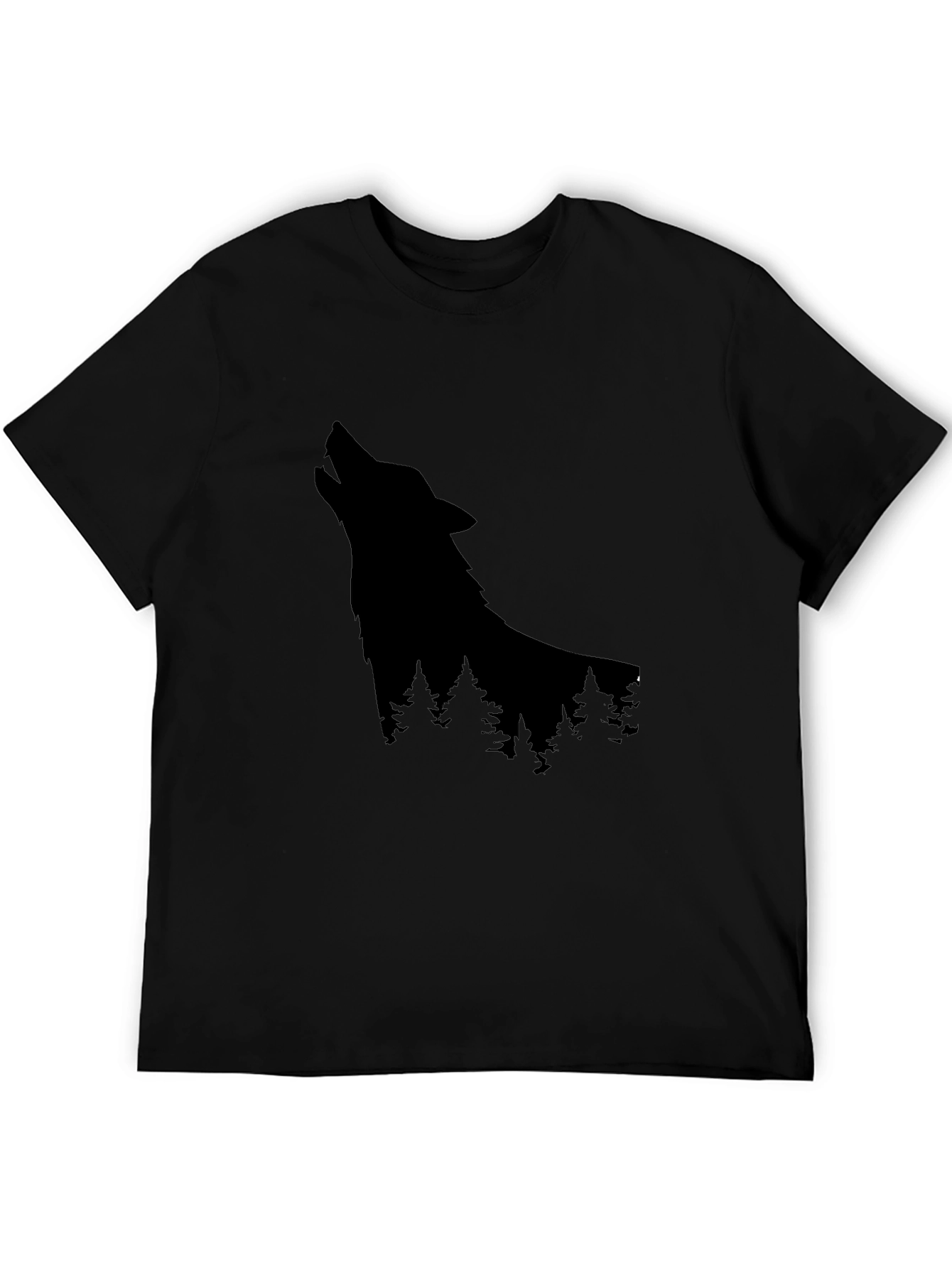 Black Wolf Silhouette Black Graphic Tee view 5