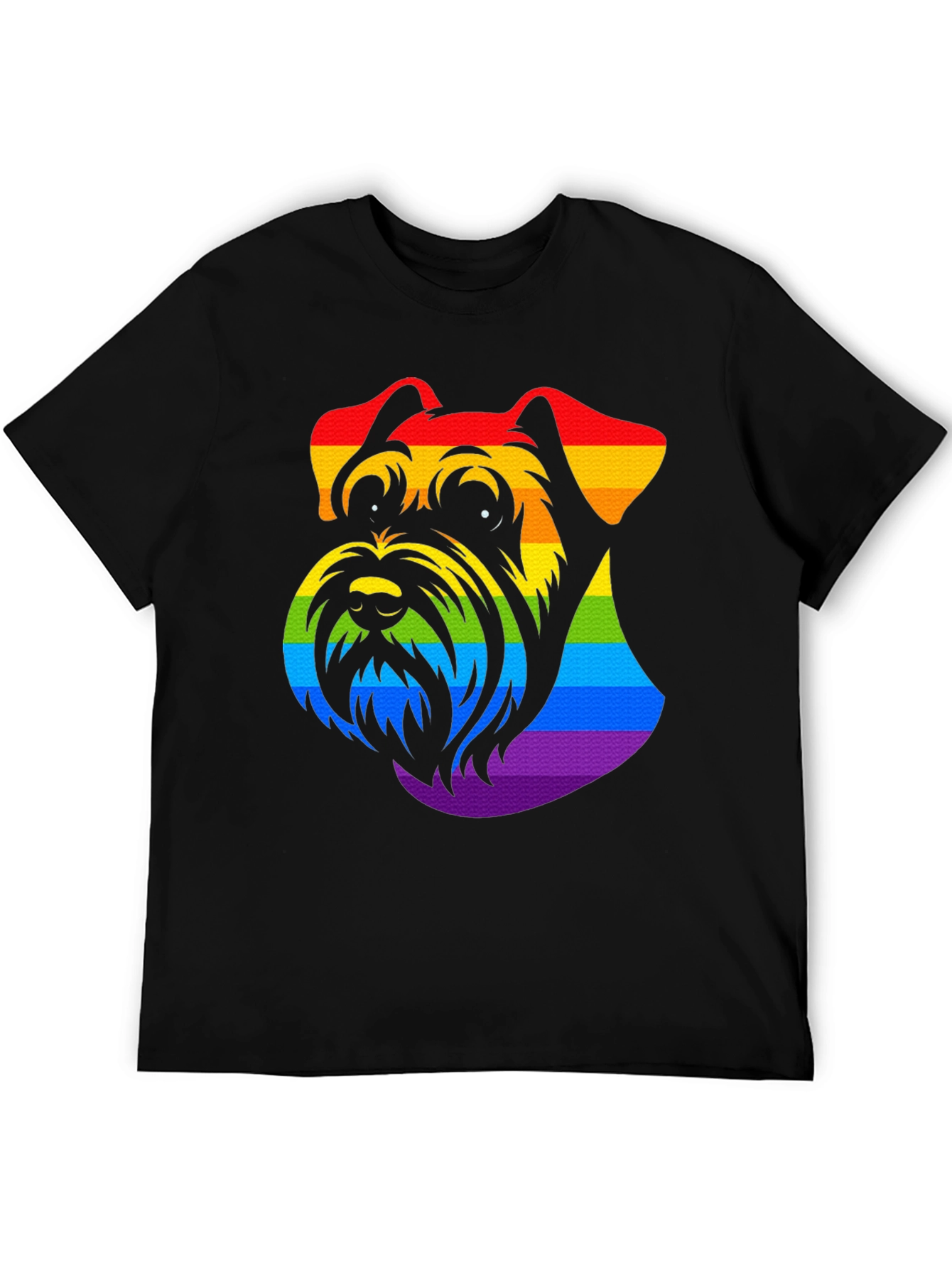 Black Rainbow Schnauzer Graphic Tee - Black Cotton view 5