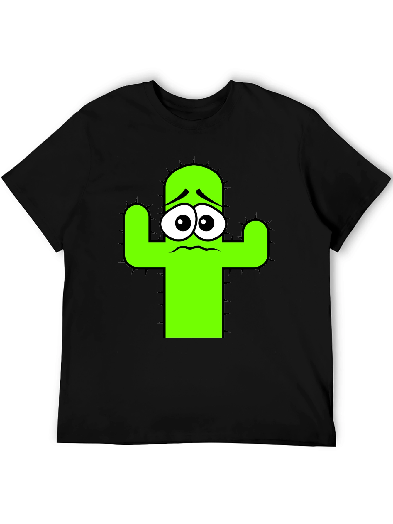 Sad Cactus Graphic Tee - Black Cotton T-Shirt - 5