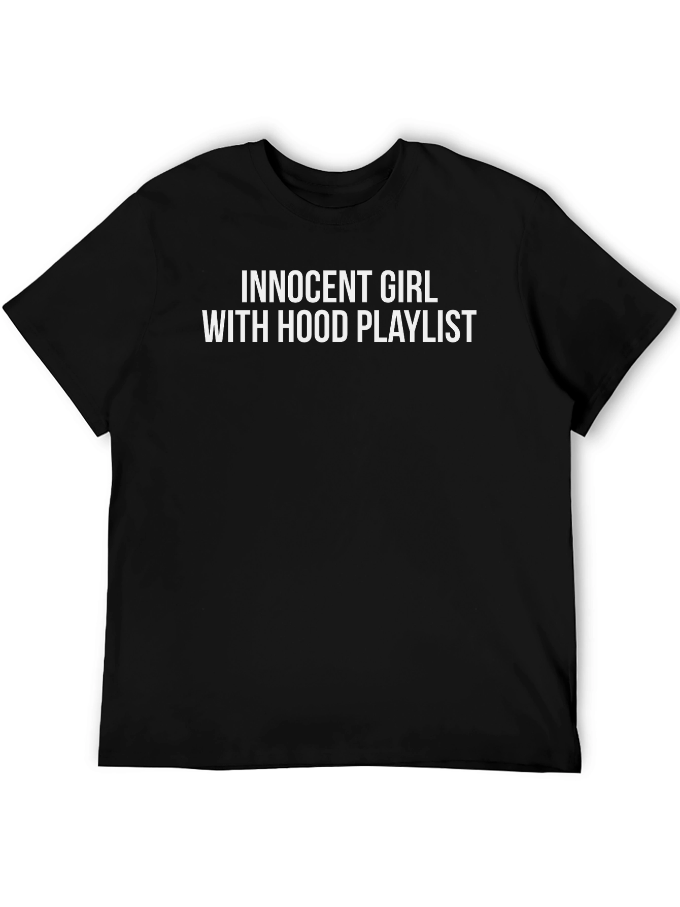 Black Innocent Girl With Hood Playlist Black T-Shirt view 5