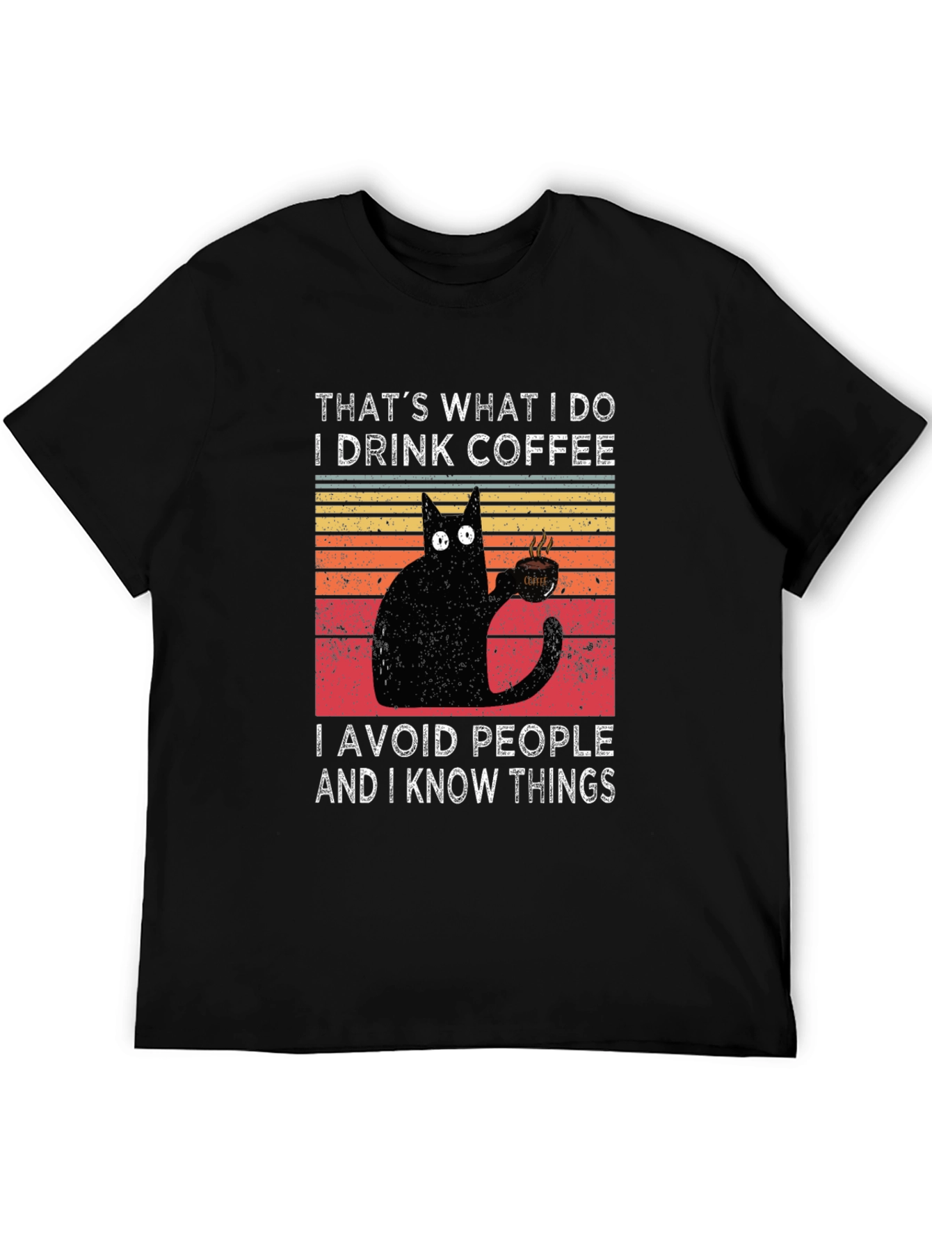 Black Coffee Cat T-Shirt - I Drink Coffee, Avoid People view 5