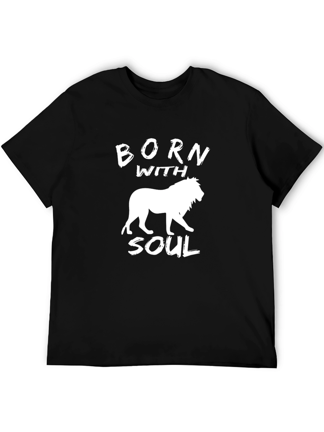 Black Born With Soul Lion Graphic Tee - Black view 5