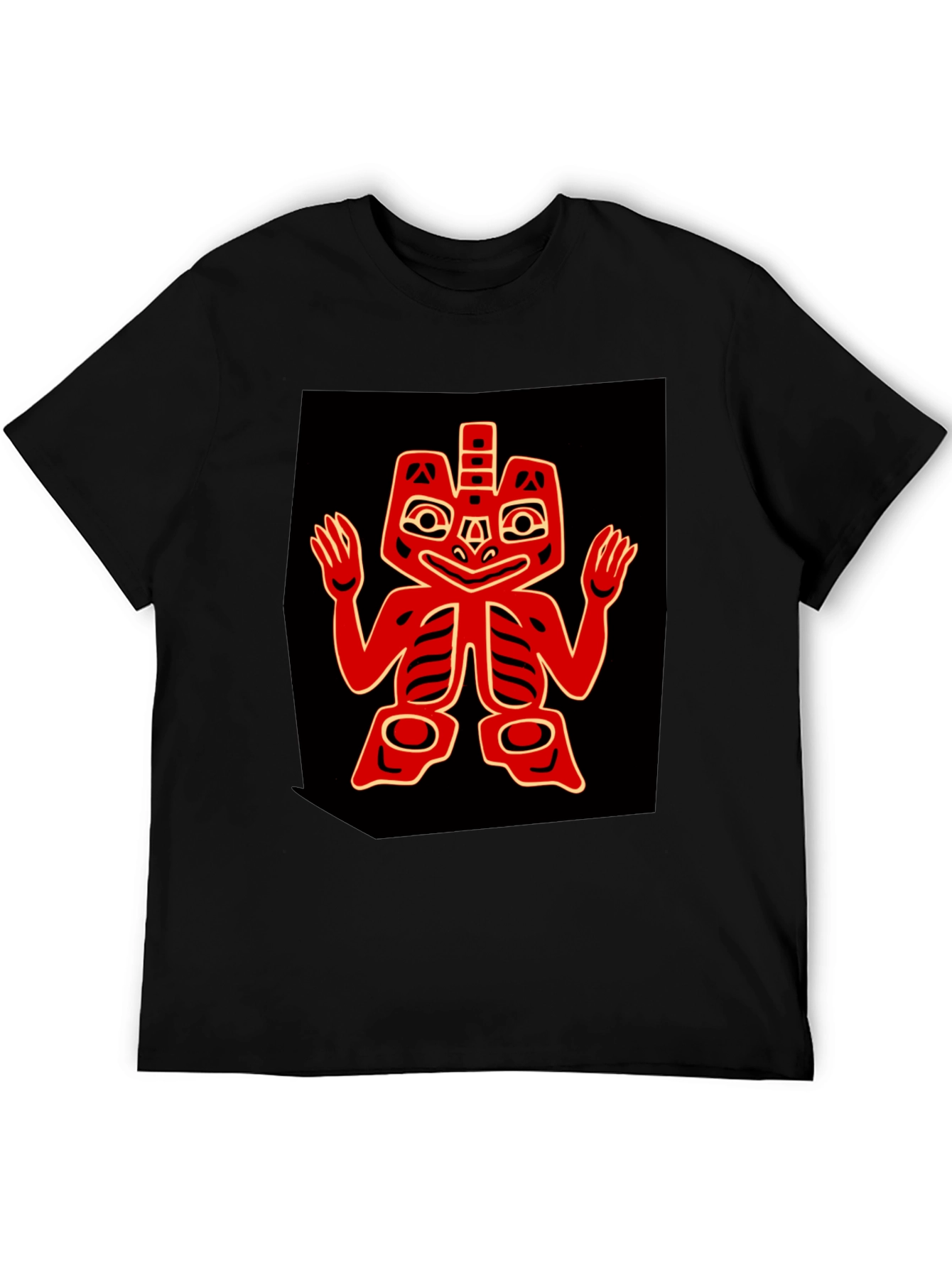 Black Bold Graphic Tee - Red Native American Design view 5