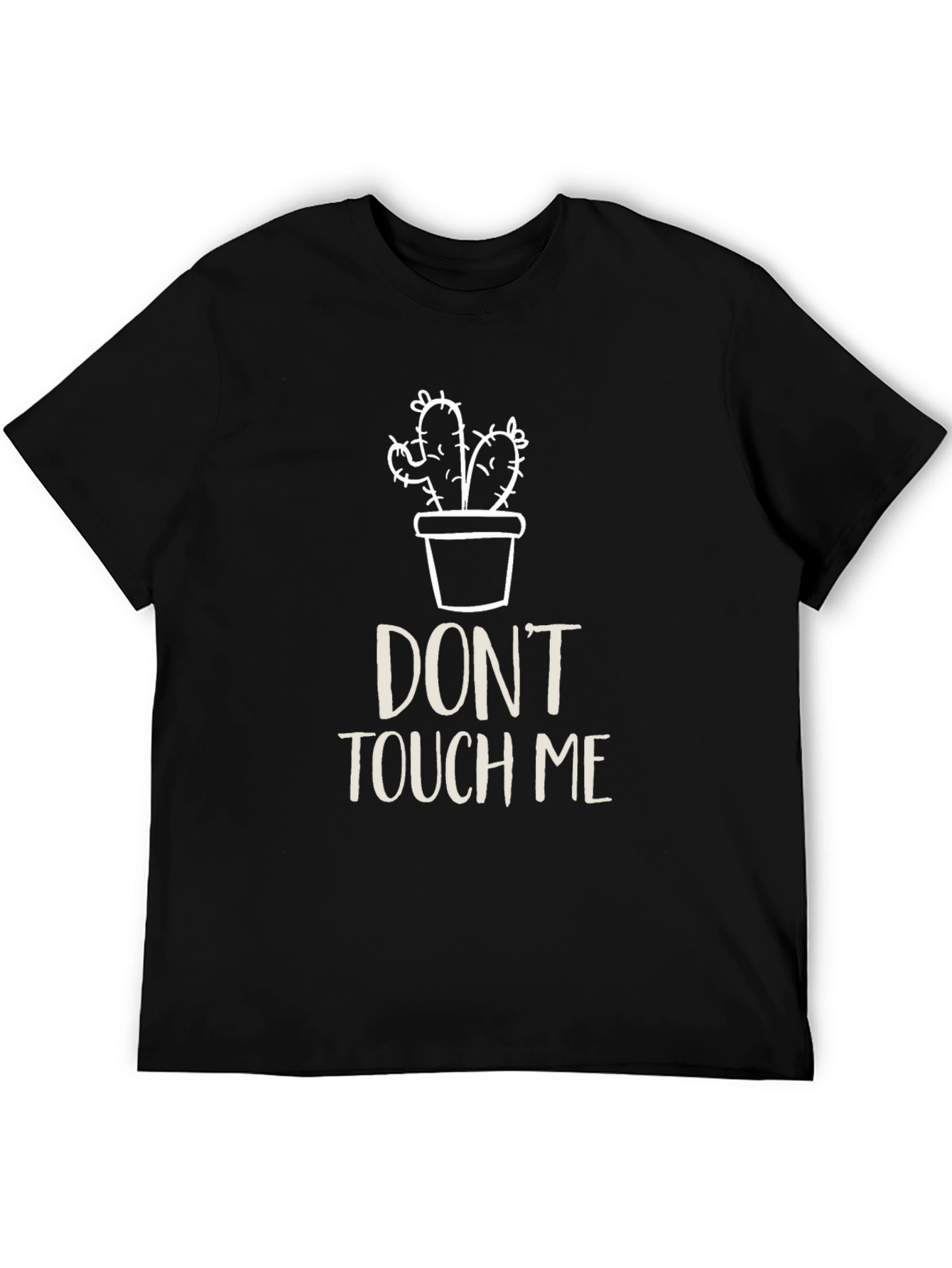 Black Don't Touch Me Cactus Graphic Tee - Black Cotton T-Shirt view 5