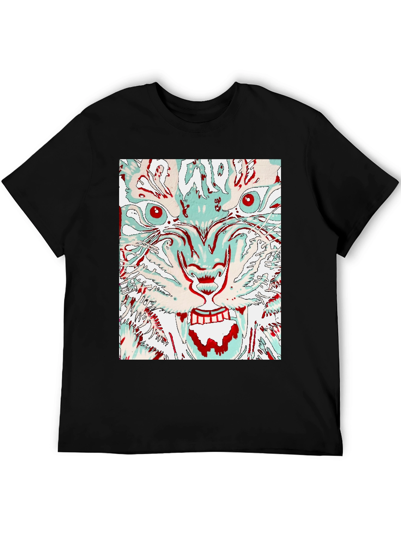 Black Abstract Tiger Graphic Tee - Men's Black T-Shirt view 5