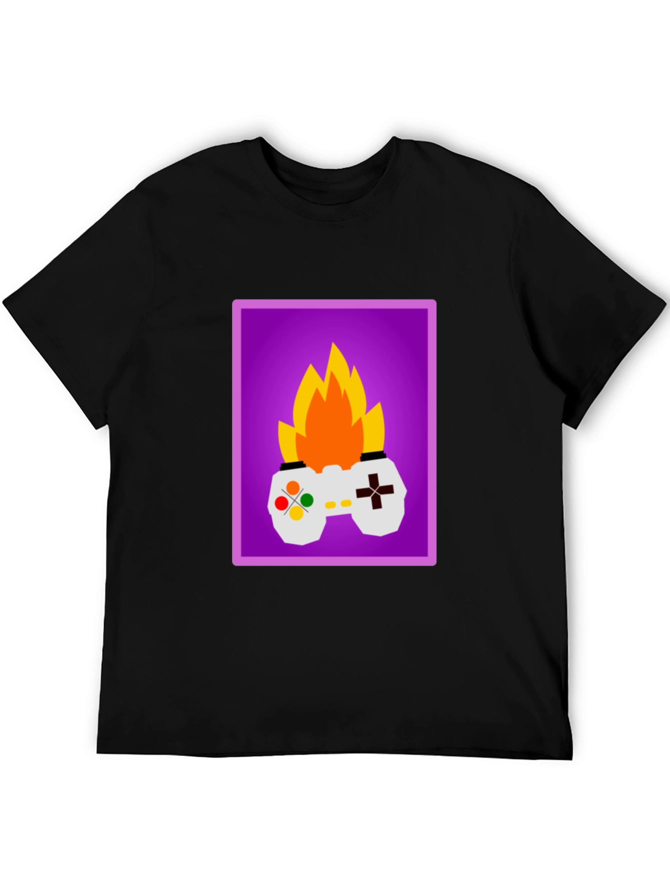 Black Fiery Gaming Controller Graphic Tee - Black view 5