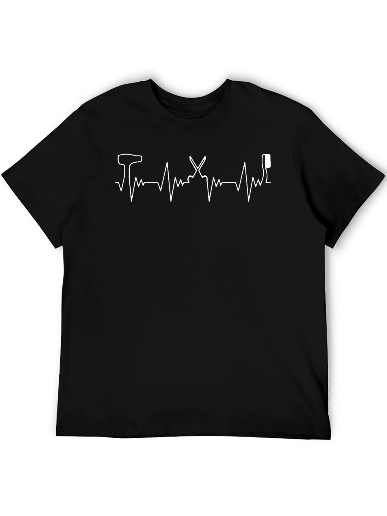 Black Barber Life ECG Heartbeat T-Shirt view 5