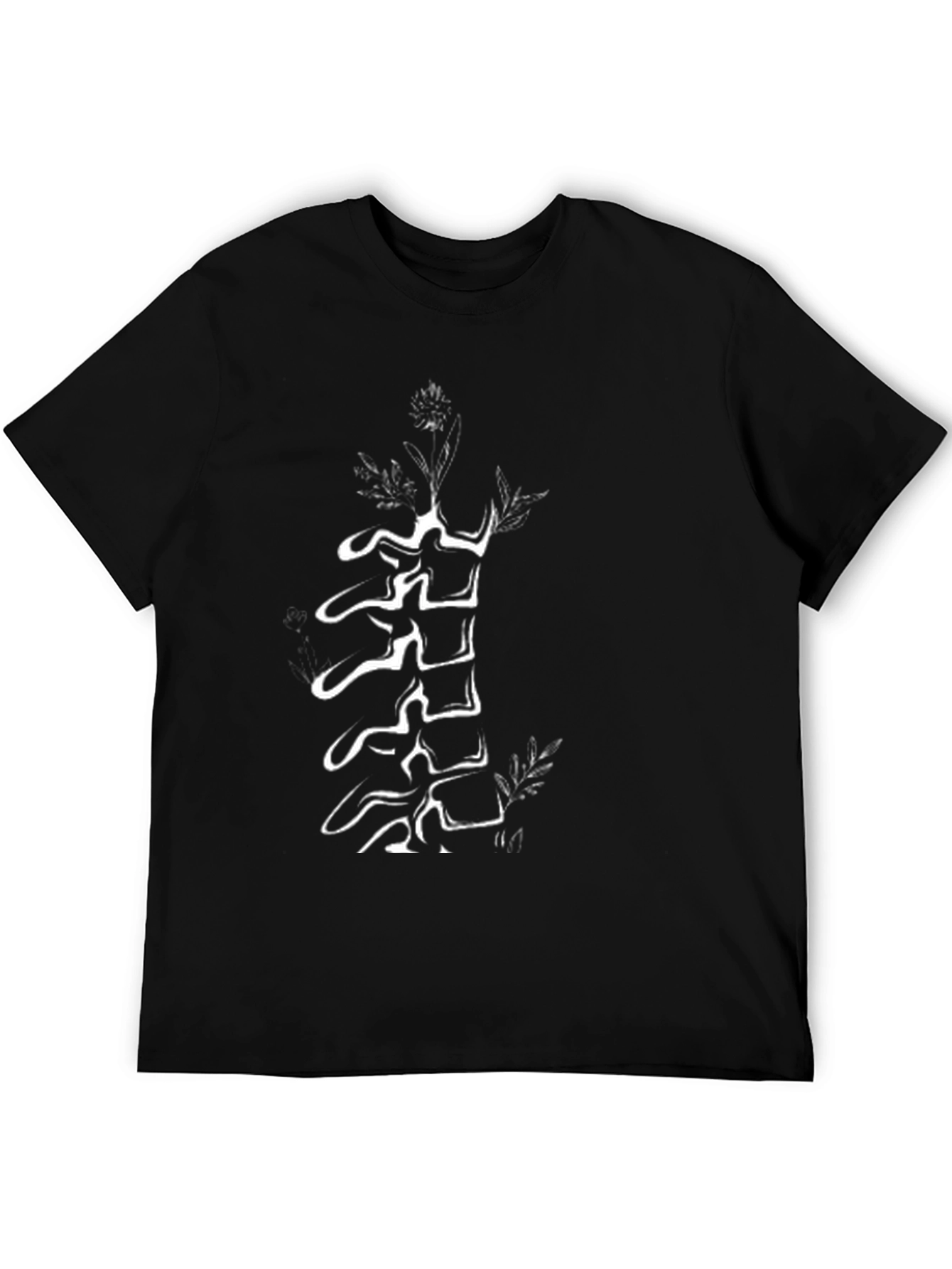 Black Spine & Flowers Graphic Tee - Black view 5
