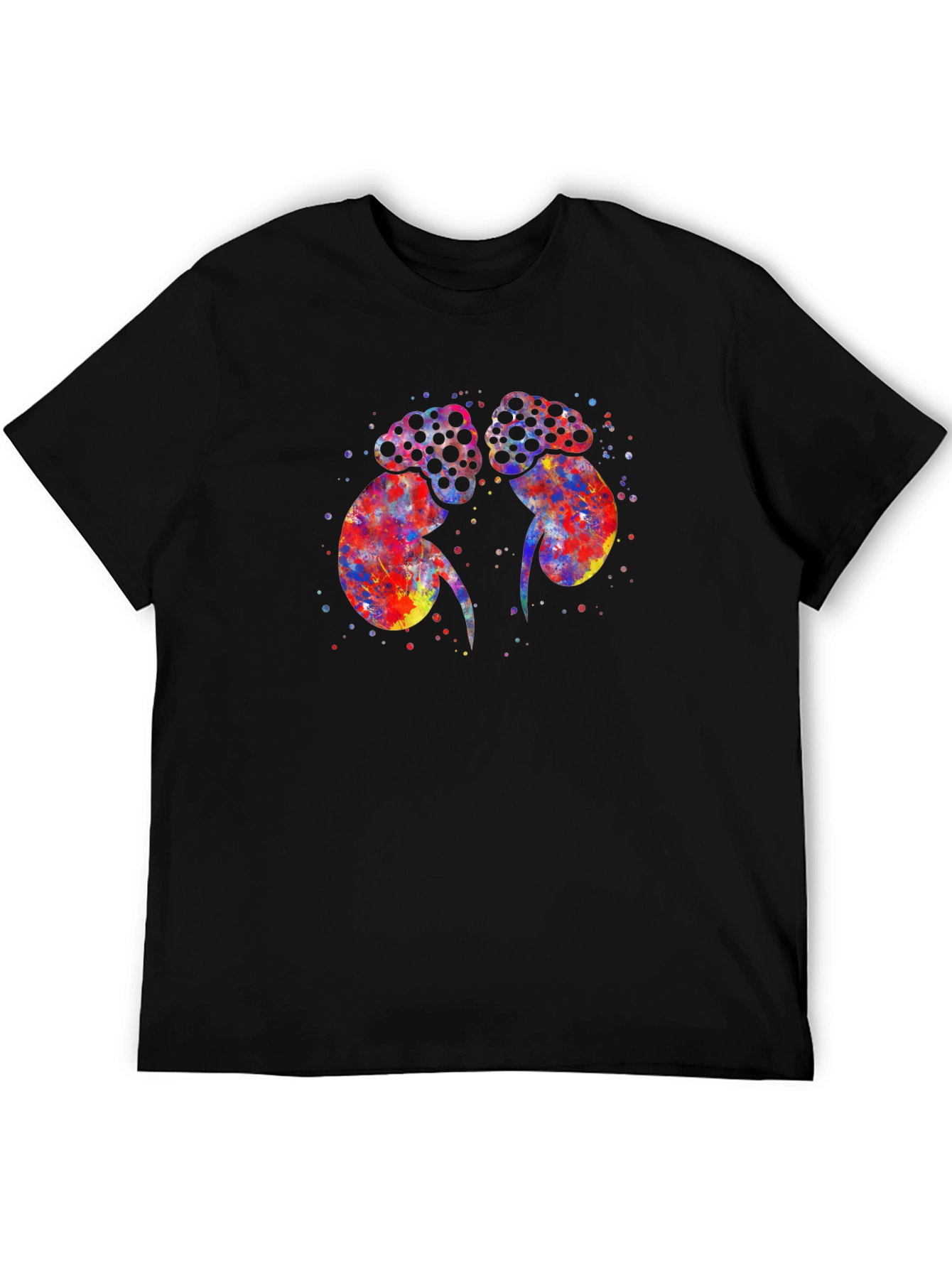 Black Colorful Kidney Print Black T-Shirt view 5
