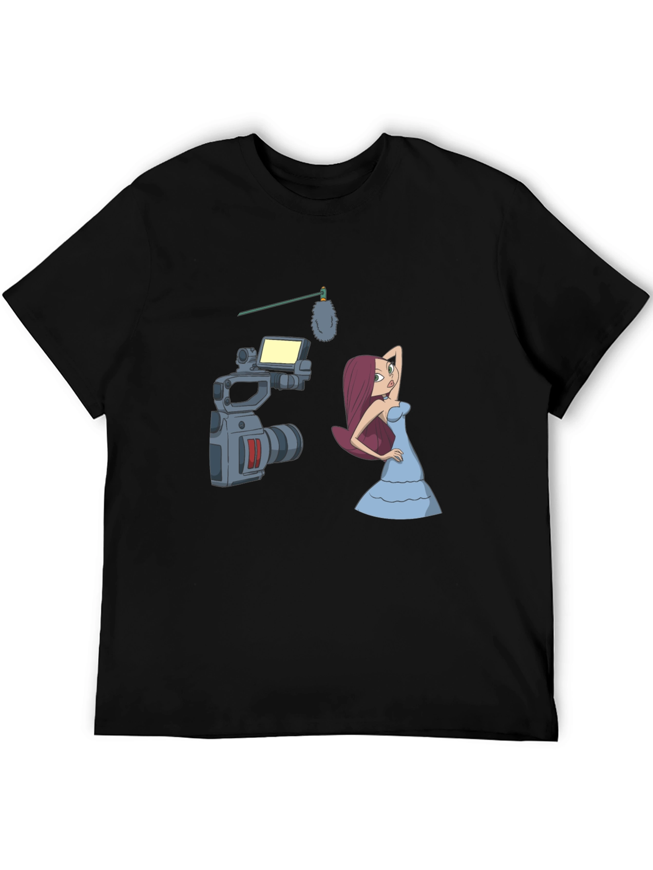 Black Cartoon Film Shoot T-Shirt - Black Cotton Blend view 5
