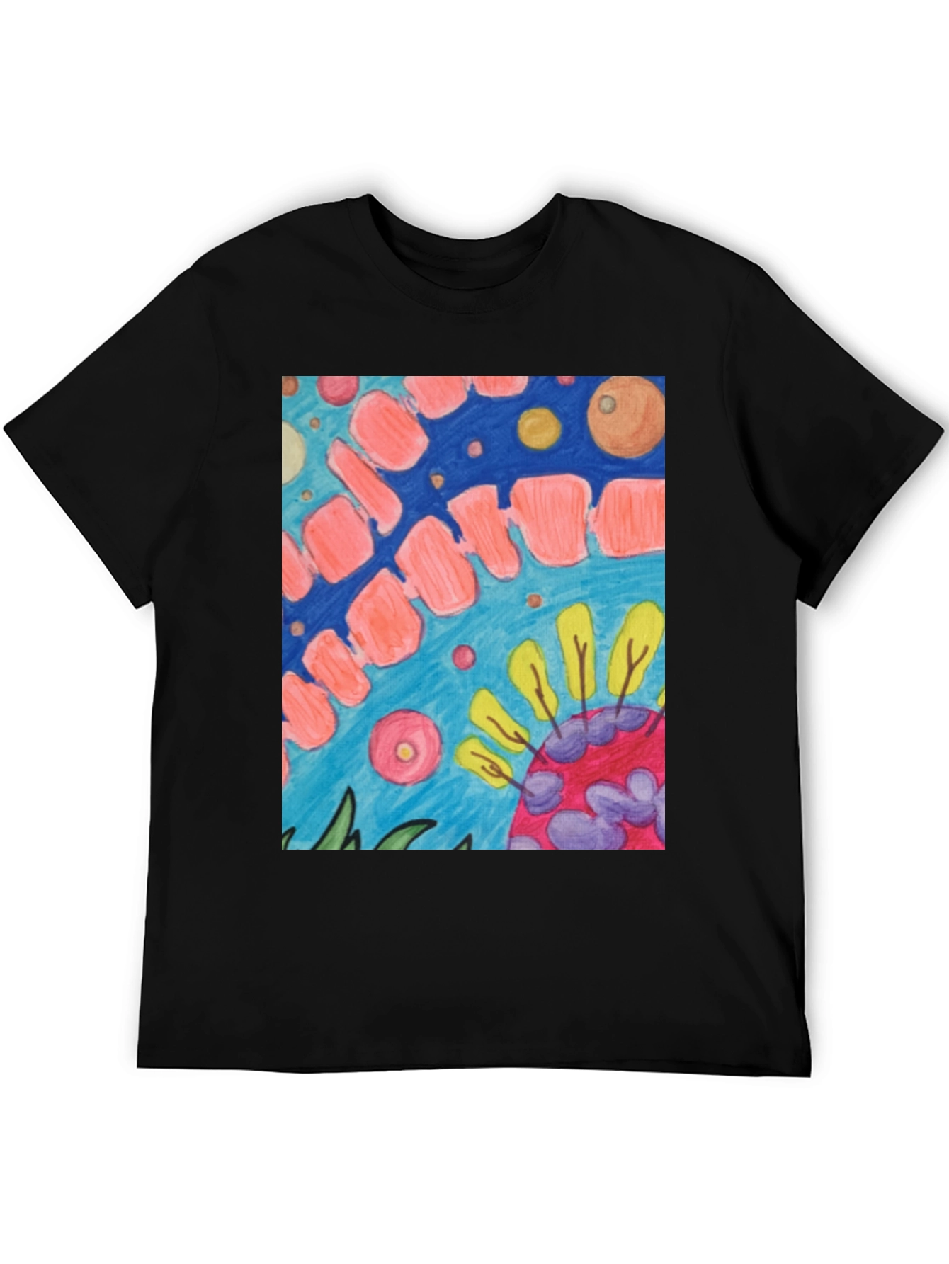 Black Abstract Art Print Black T-Shirt view 5